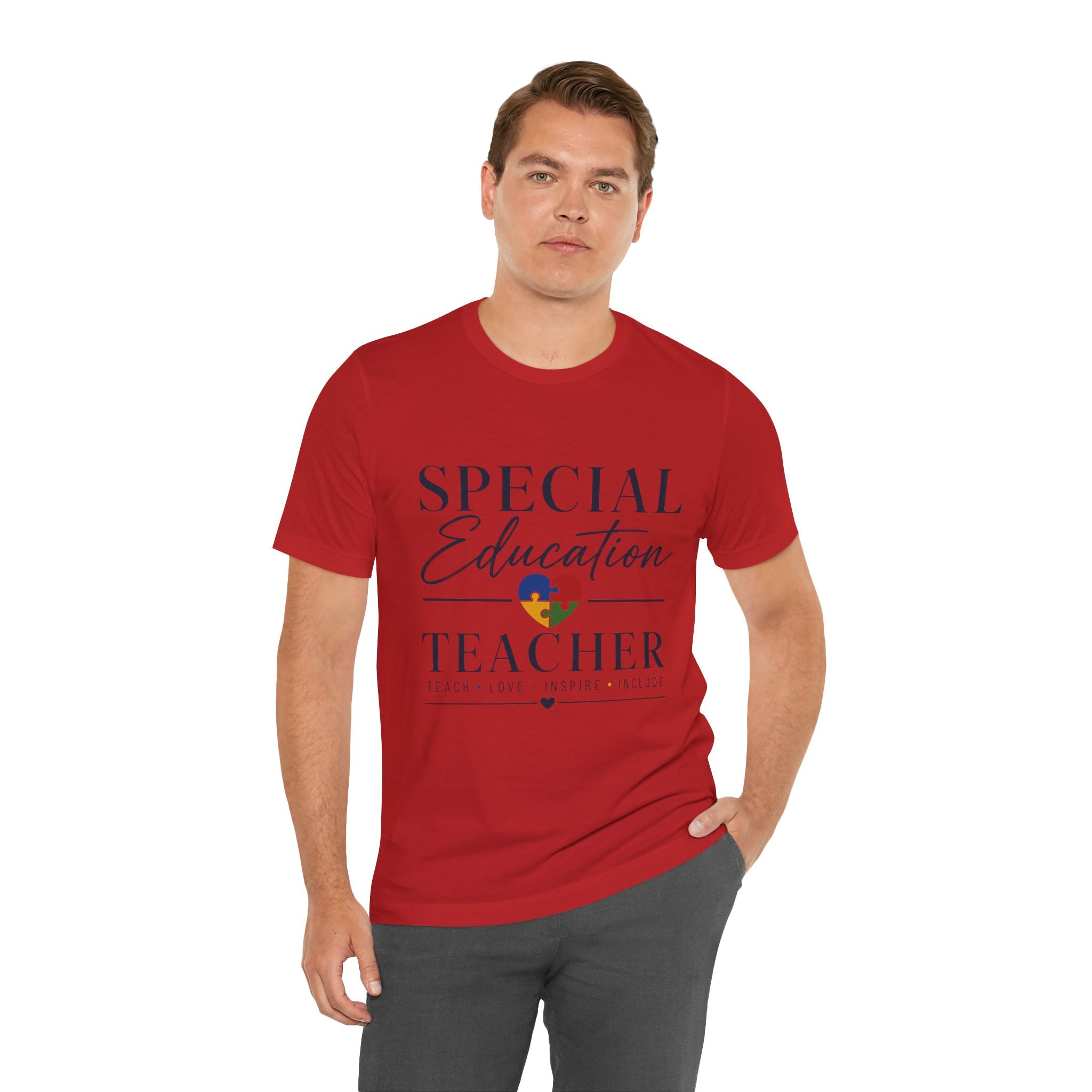 Special Education Teacher Shirt | Teach Love Inspire T-Shirt | Puzzle Heart Graphic Tee | Autism Acceptance Gift | Inclusive Teacher