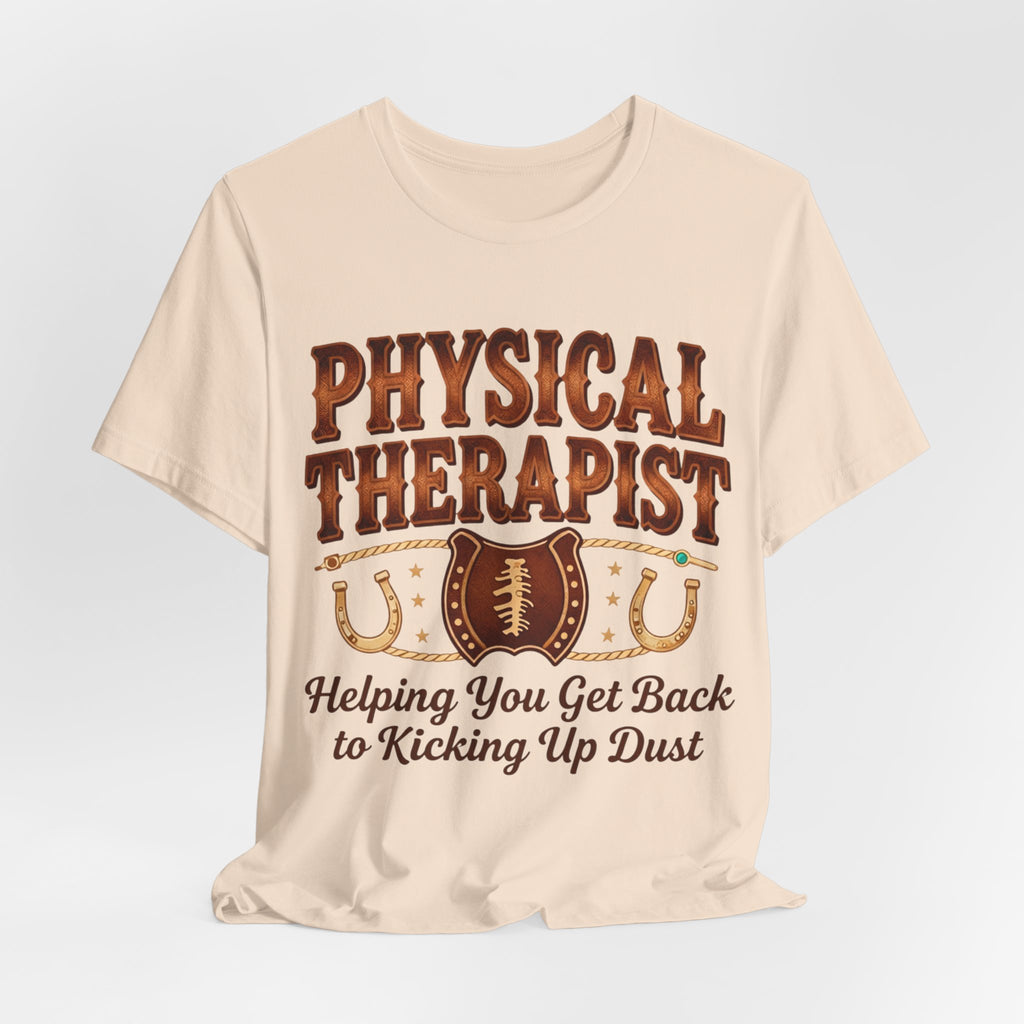 Physical Therapist Football Horseshoes Tee | Helping You Get Back to Kicking Up Dust