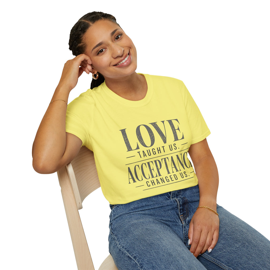 Love Taught Us Acceptance T-Shirt | Inspirational Typography Tee | Special Needs | Inclusion