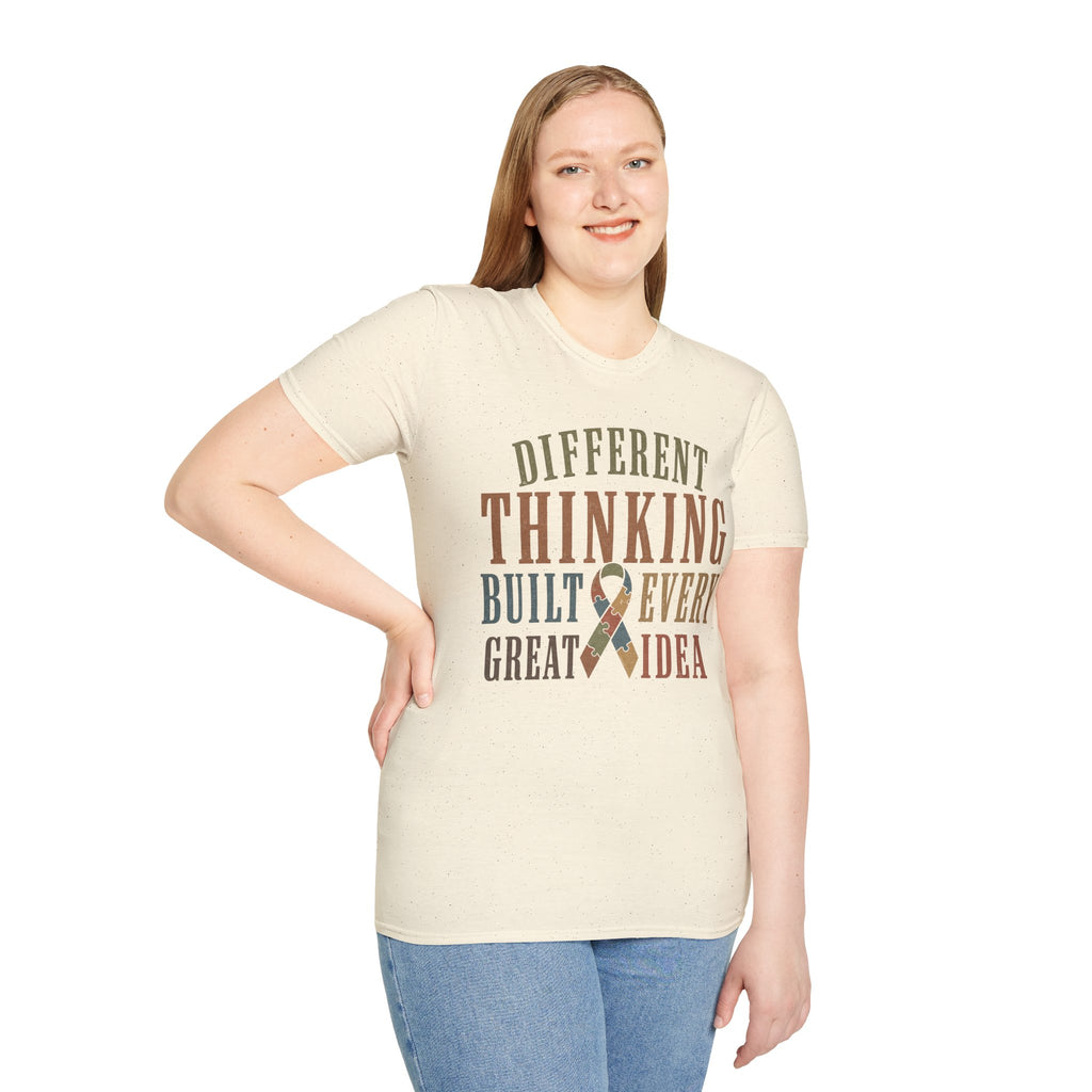 Different Thinking Built Every Great Idea T-Shirt | Autism Awareness Ribbon