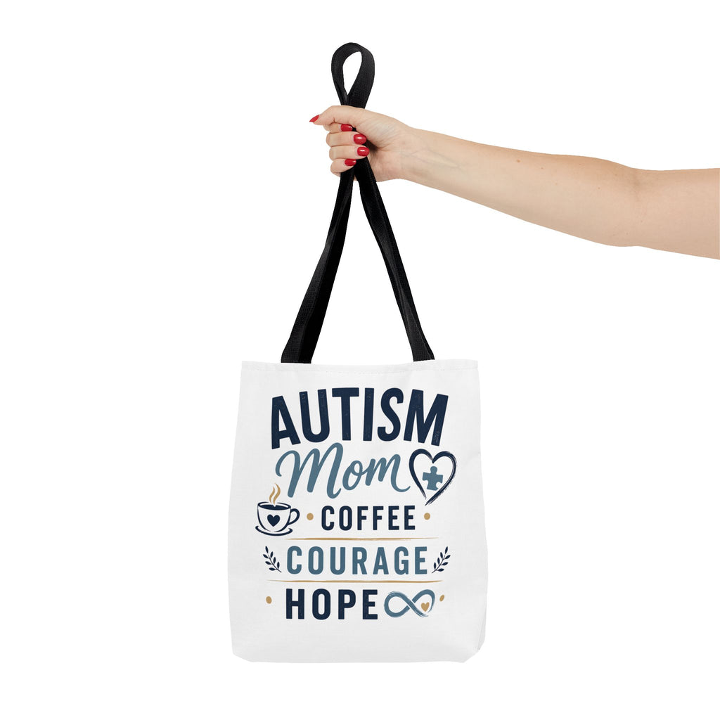 Autism Mom Coffee Courage Hope Tote Bag | Autism Acceptance Gift for Mom | Neurodiversity Canvas Tote | Special Needs Mom Bag