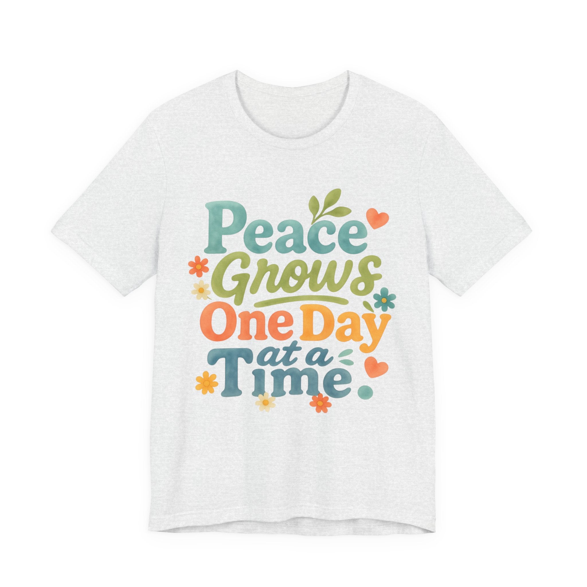 Peace Grows One Day at a Time Tee | Positive Quote Floral Typography