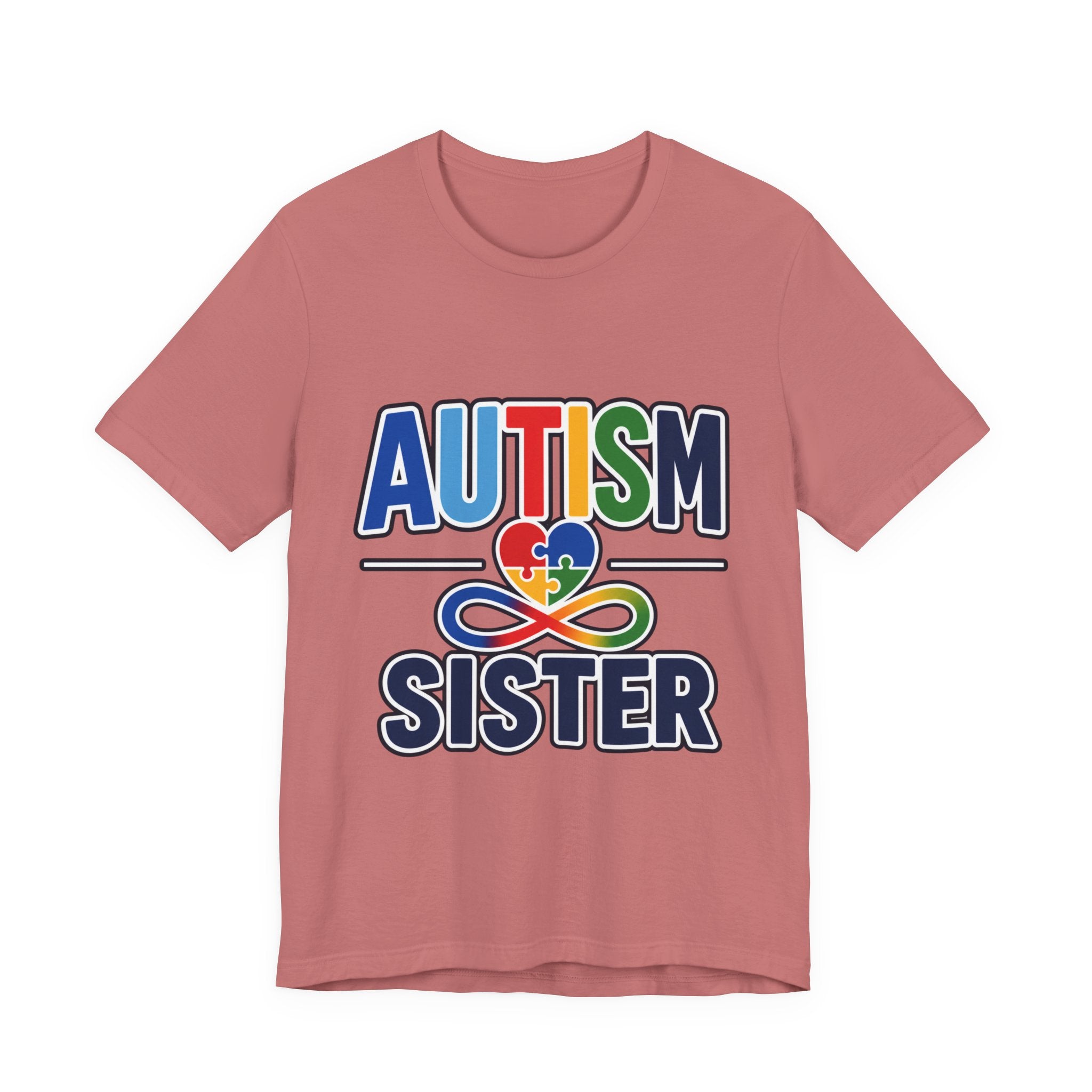 Autism Sister Shirt | Rainbow Puzzle Heart Infinity T-Shirt | Proud Autism Sibling Tee | Autism Awareness & Acceptance Gift for Sister