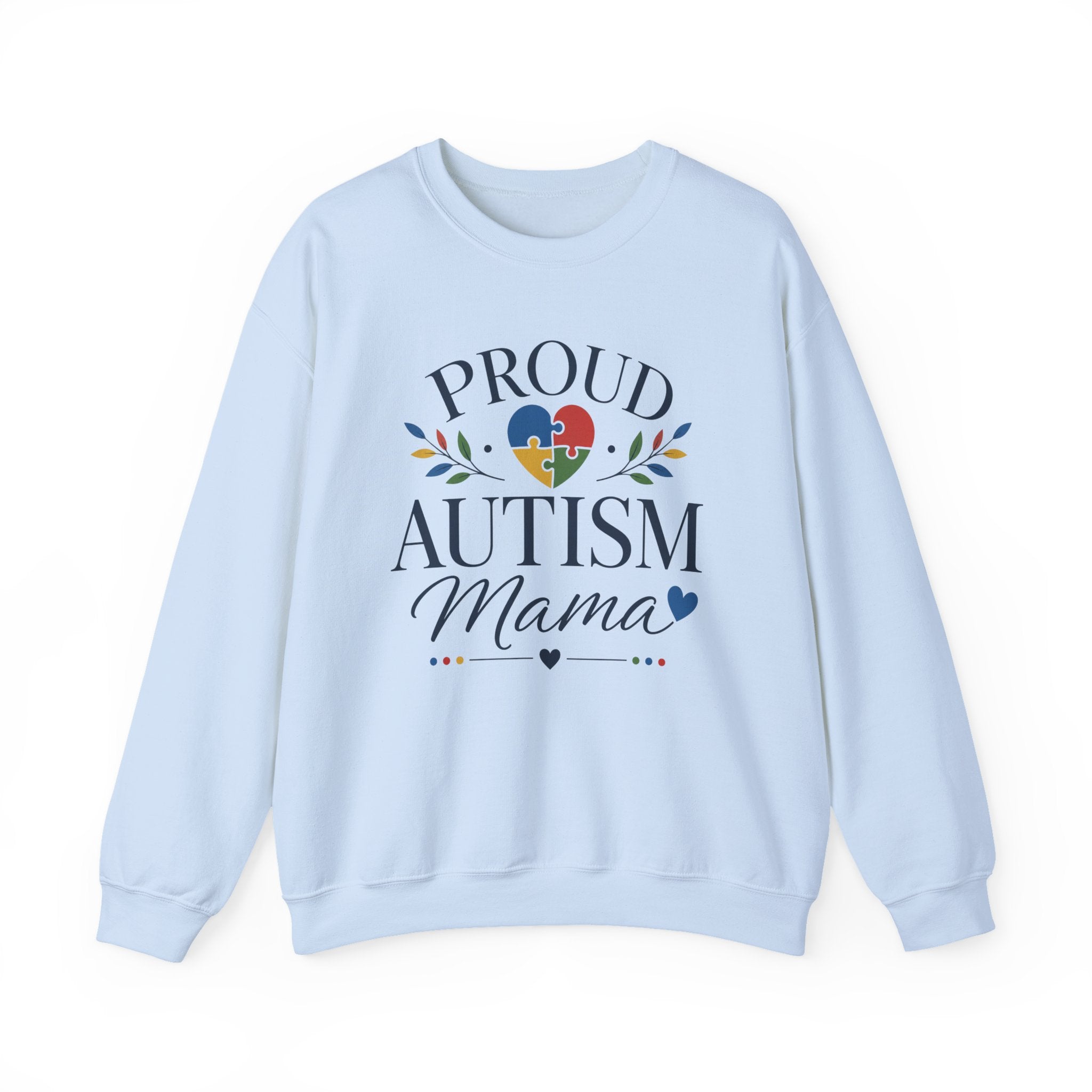 Proud Autism Mama Sweatshirt | Autism Awareness Heart Puzzle Design