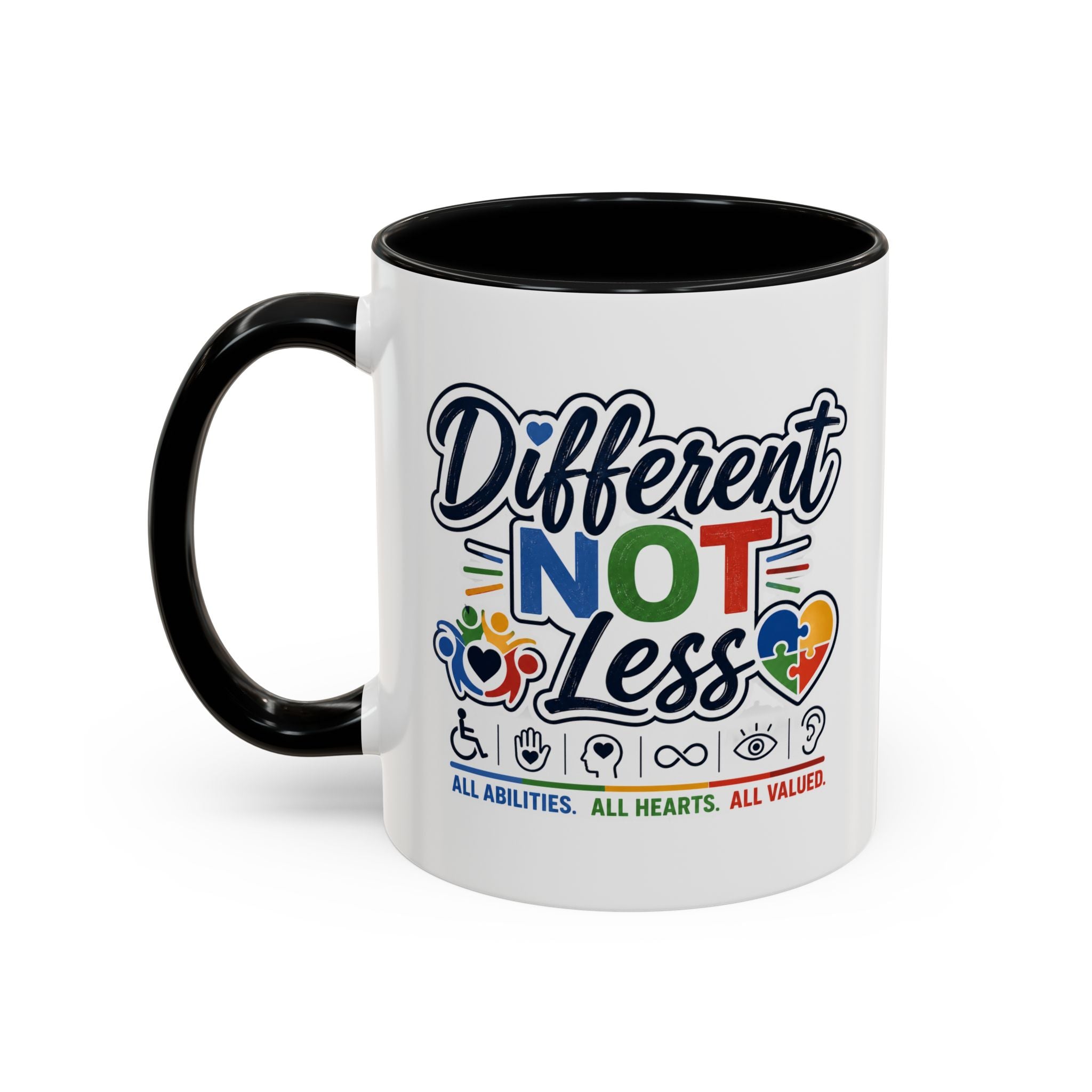 Different Not Less Accent Coffee Mug – Disability Pride Inspirational 11/15oz