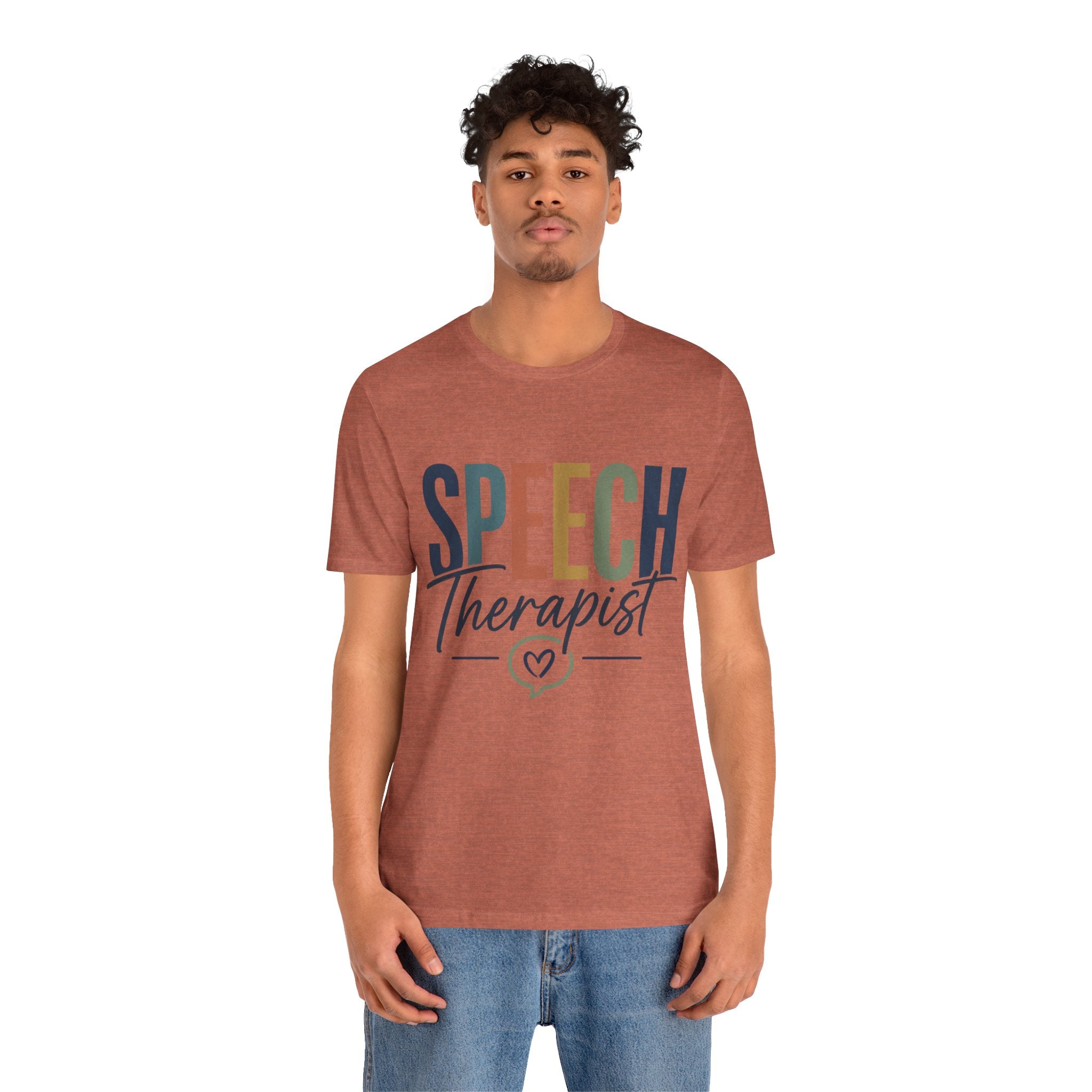 Speech Therapist Shirt | SLP T-Shirt | Heart Typography Graphic Tee | Speech Language Pathologist Gift | Therapist Appreciation Apparel