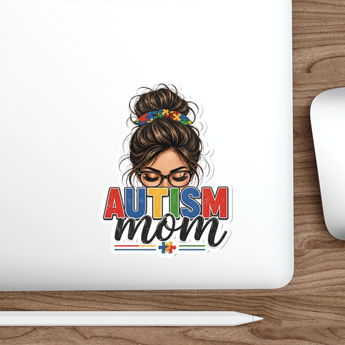 Autism Mom Sticker Autism Acceptance Vinyl Decal Puzzle Ribbon Waterproof Die Cut Sticker Laptop Water Bottle Mom Gift