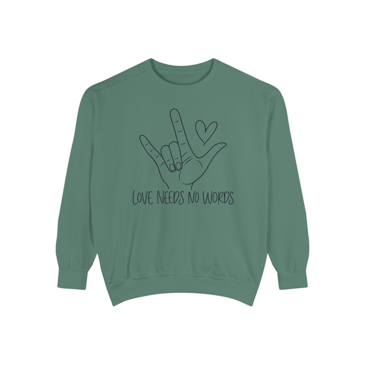 ASL Love Hand Sign Sweatshirt, Love Needs No Words Minimalist Line Art Hoodie, Autism Acceptance Sign Language Shirt, Nonverbal Gift