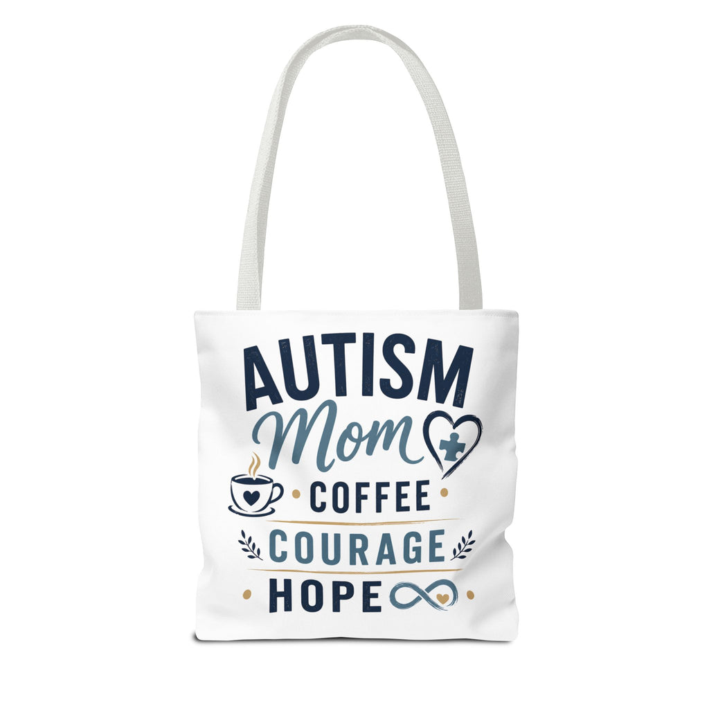 Autism Mom Coffee Courage Hope Tote Bag | Autism Acceptance Gift for Mom | Neurodiversity Canvas Tote | Special Needs Mom Bag