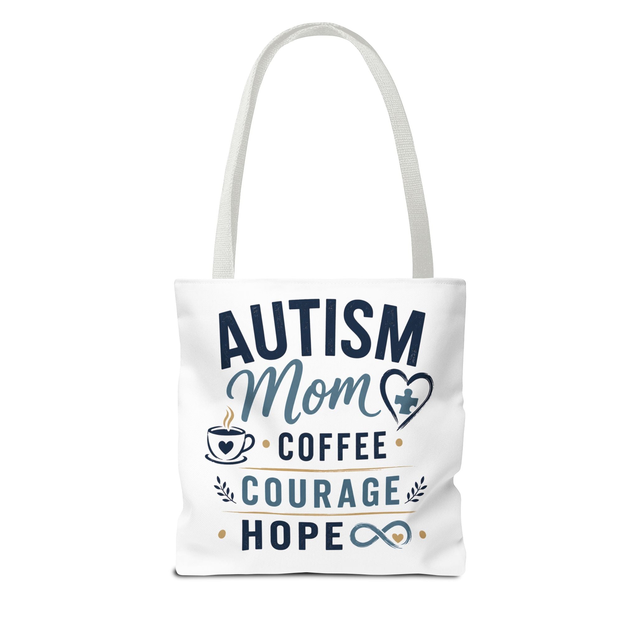 Autism Mom Coffee Courage Hope Tote Bag | Autism Acceptance Gift for Mom | Neurodiversity Canvas Tote | Special Needs Mom Bag