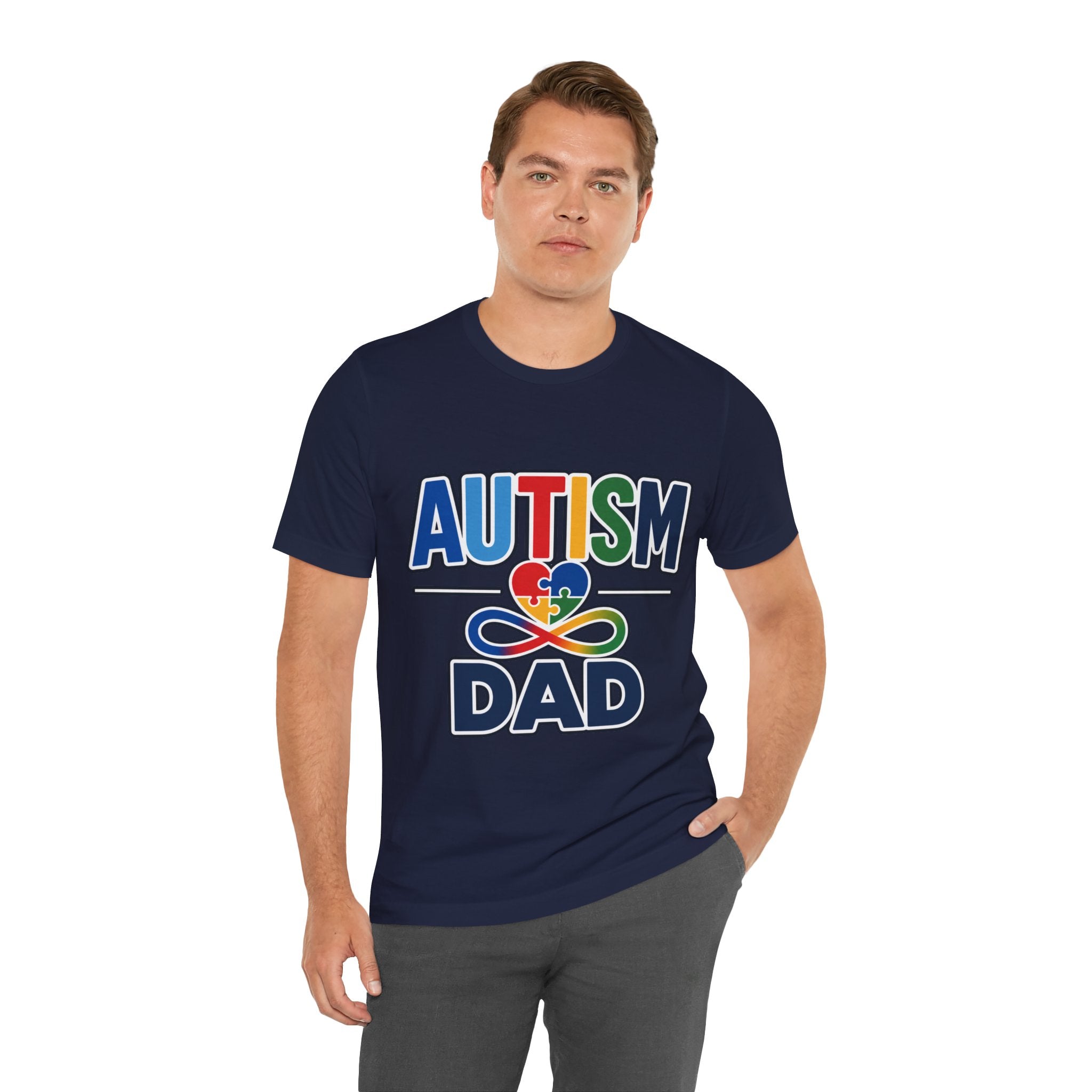 Autism Dad Shirt | Proud Autism Father T-Shirt | Colorful Puzzle Heart Infinity Design | Autism Awareness Gift for Dad | Autism Acceptance Tee