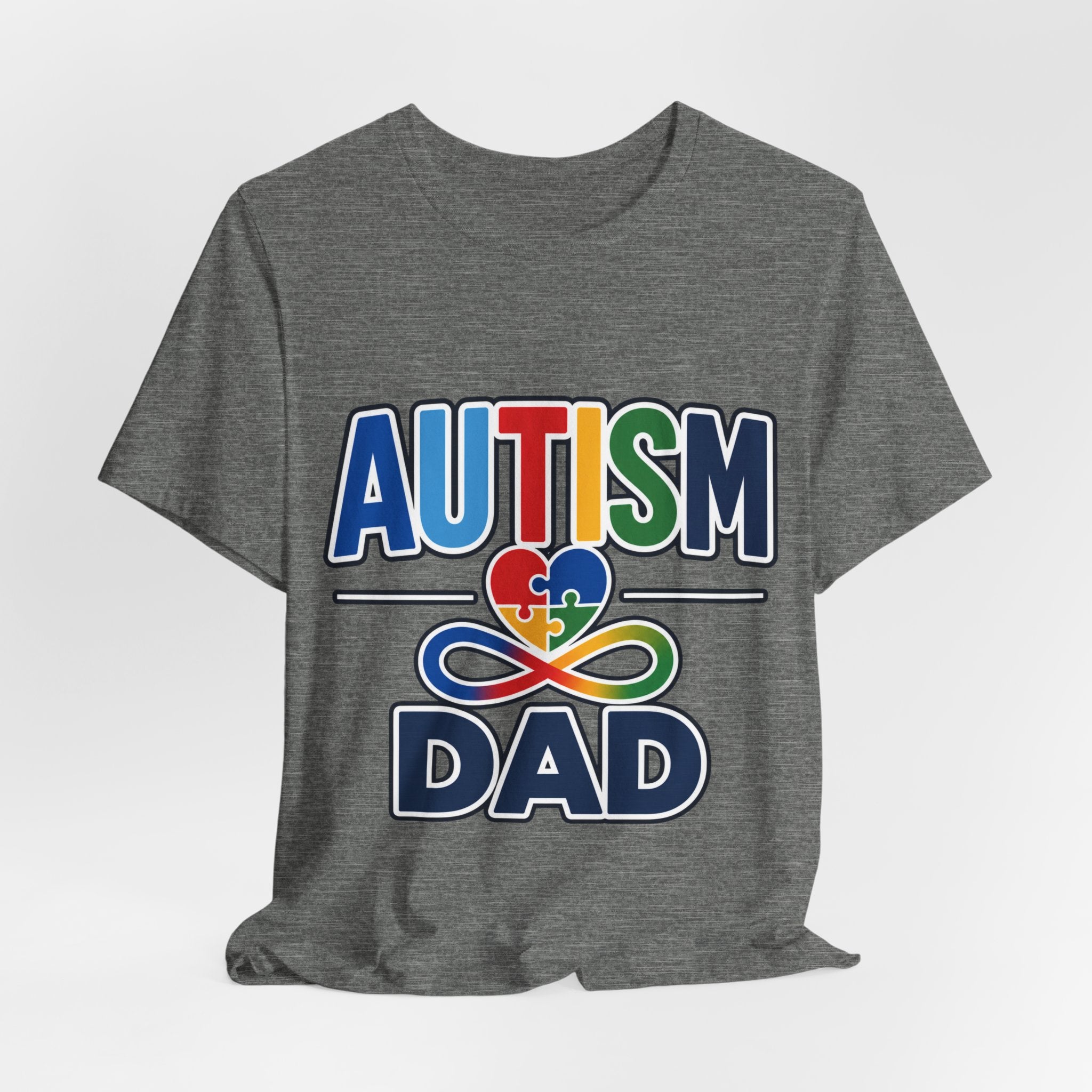 Autism Dad Shirt | Proud Autism Father T-Shirt | Colorful Puzzle Heart Infinity Design | Autism Awareness Gift for Dad | Autism Acceptance Tee