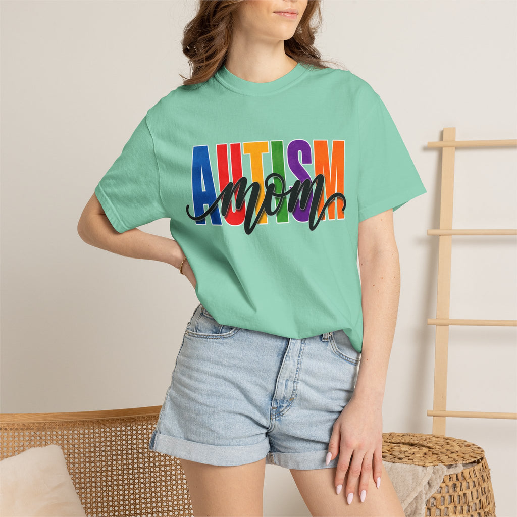 Autism Mom Shirt Autism Mom T Shirt Rainbow Block Letter Tee Script Mom Graphic Autism Awareness Autism Acceptance Gift for Mom