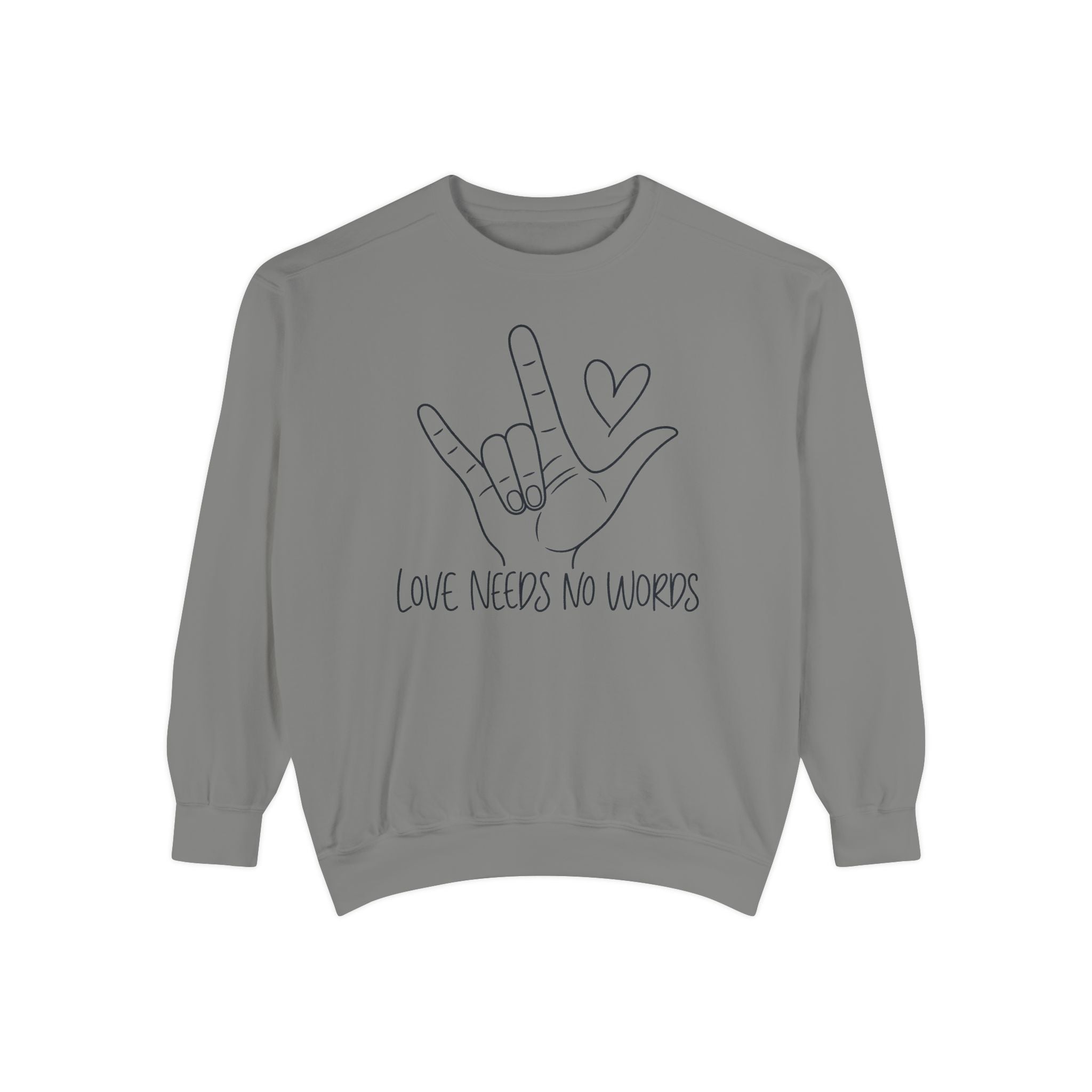 ASL Love Hand Sign Sweatshirt, Love Needs No Words Minimalist Line Art Hoodie, Autism Acceptance Sign Language Shirt, Nonverbal Gift