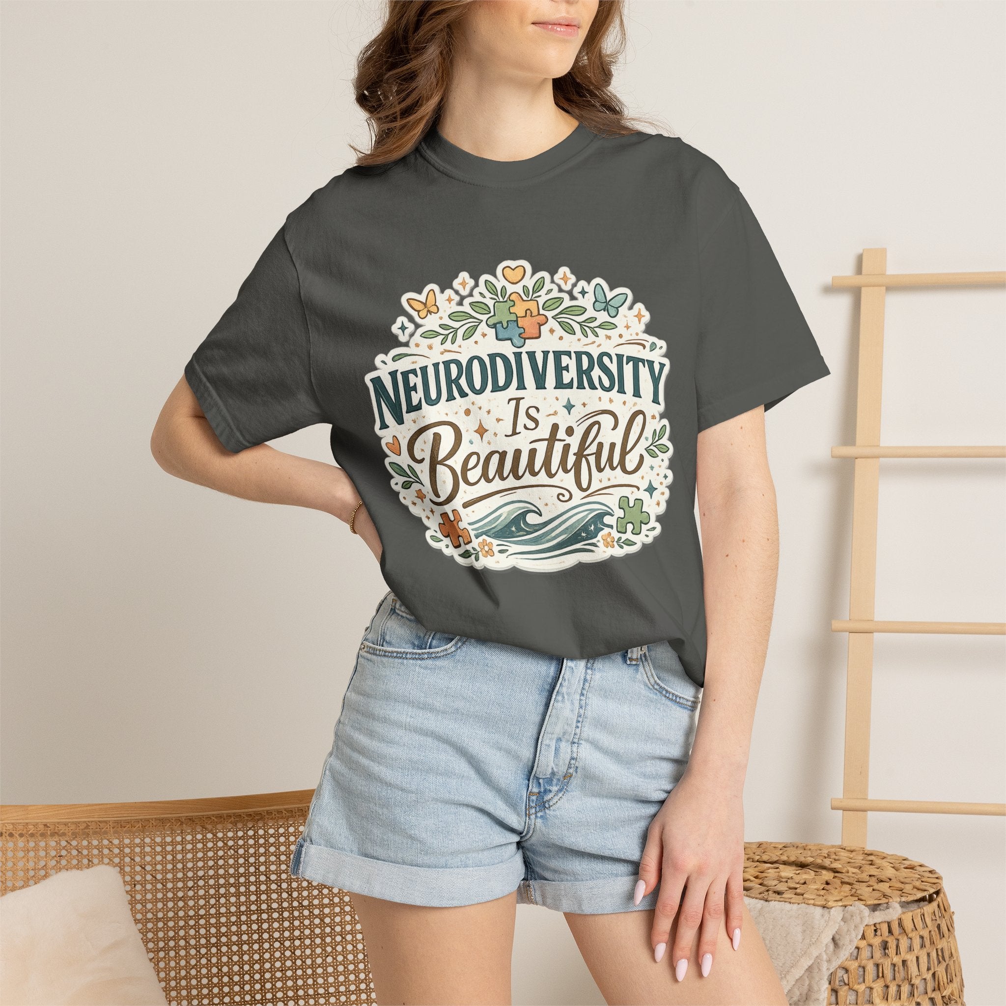 Neurodiversity Is Beautiful T-shirt | Floral Wave Awareness Tee