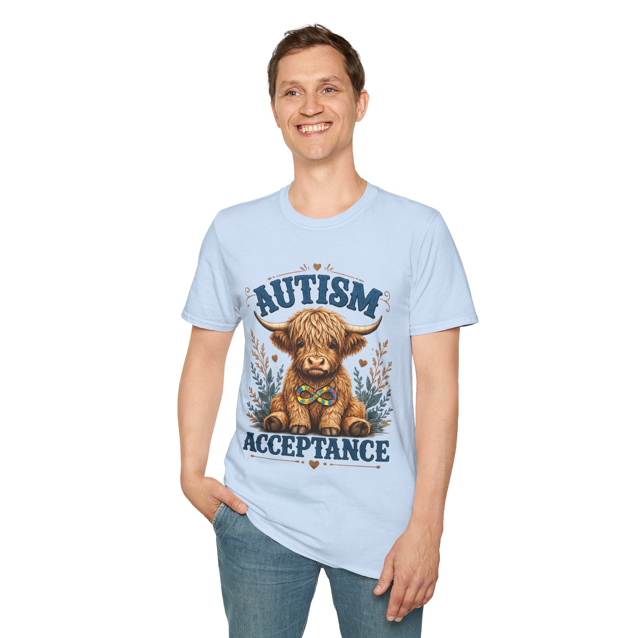 Autism Acceptance Highland Cow T-Shirt | Awareness, Support