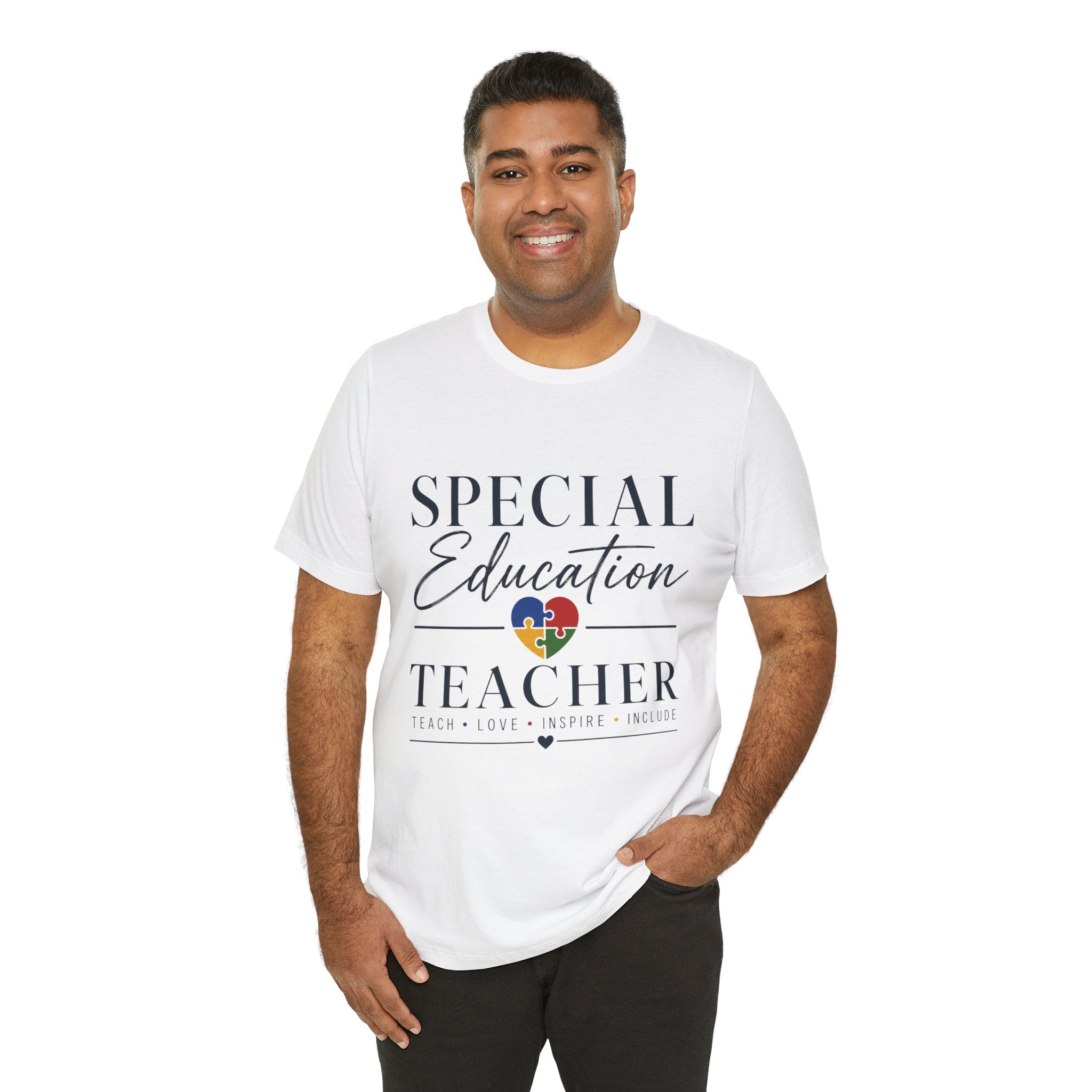 Special Education Teacher Shirt | Teach Love Inspire T-Shirt | Puzzle Heart Graphic Tee | Autism Acceptance Gift | Inclusive Teacher