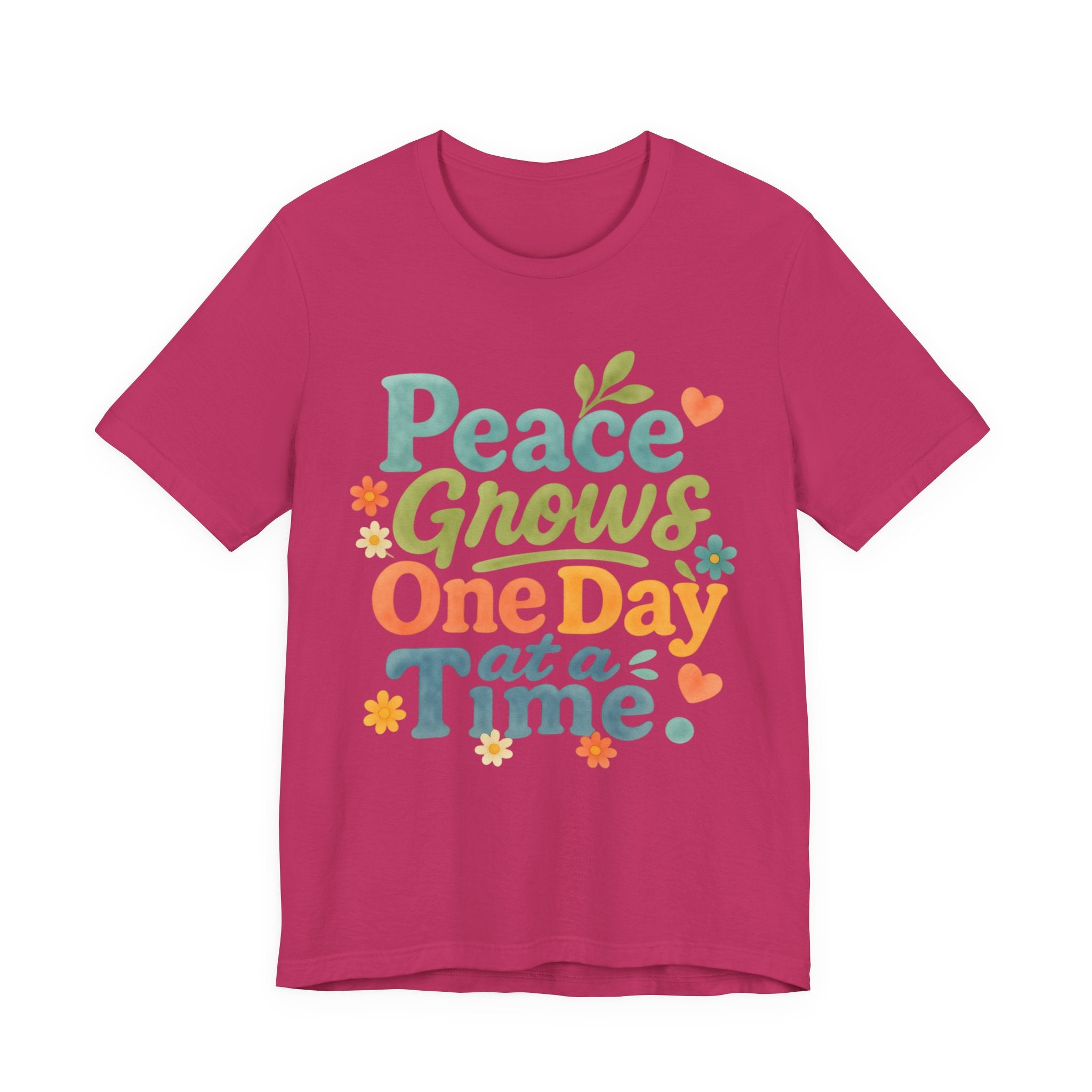 Peace Grows One Day at a Time Tee | Positive Quote Floral Typography