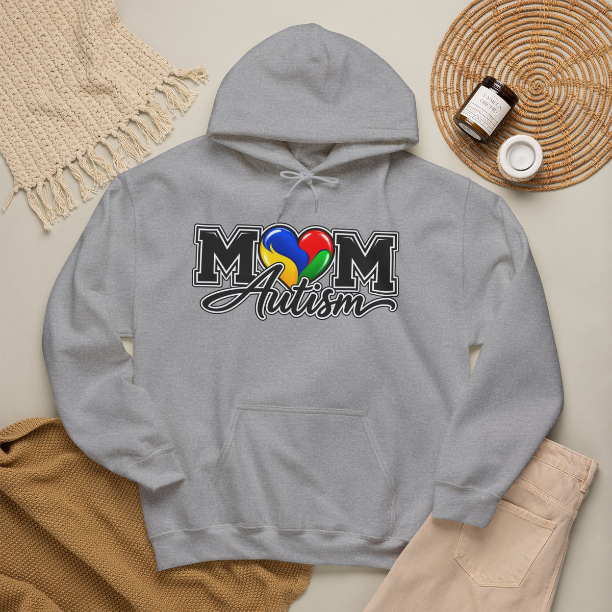 Mom Autism Heart Puzzle Hoodie, Autism Awareness Sweatshirt, Autism Mom Gift Crewneck, Autism Acceptance Family Apparel