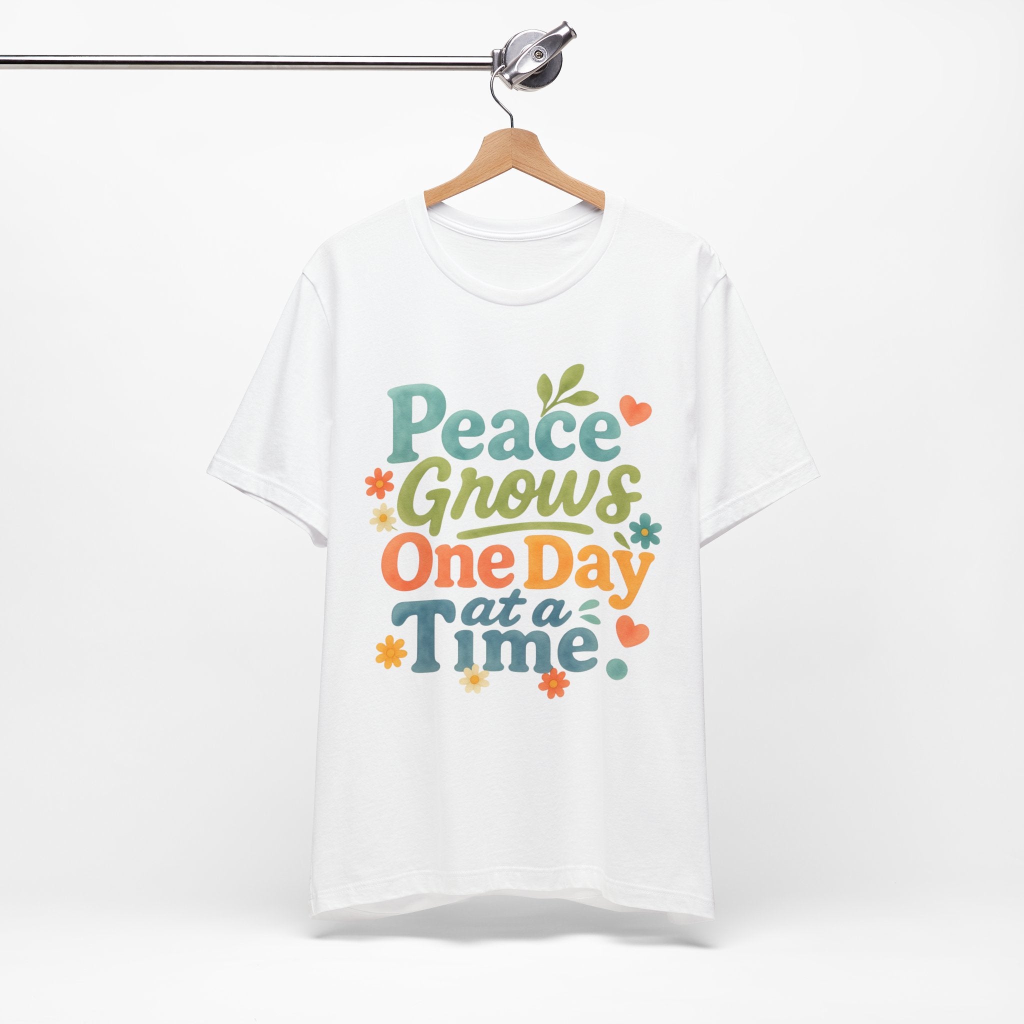 Peace Grows One Day at a Time Tee | Positive Quote Floral Typography