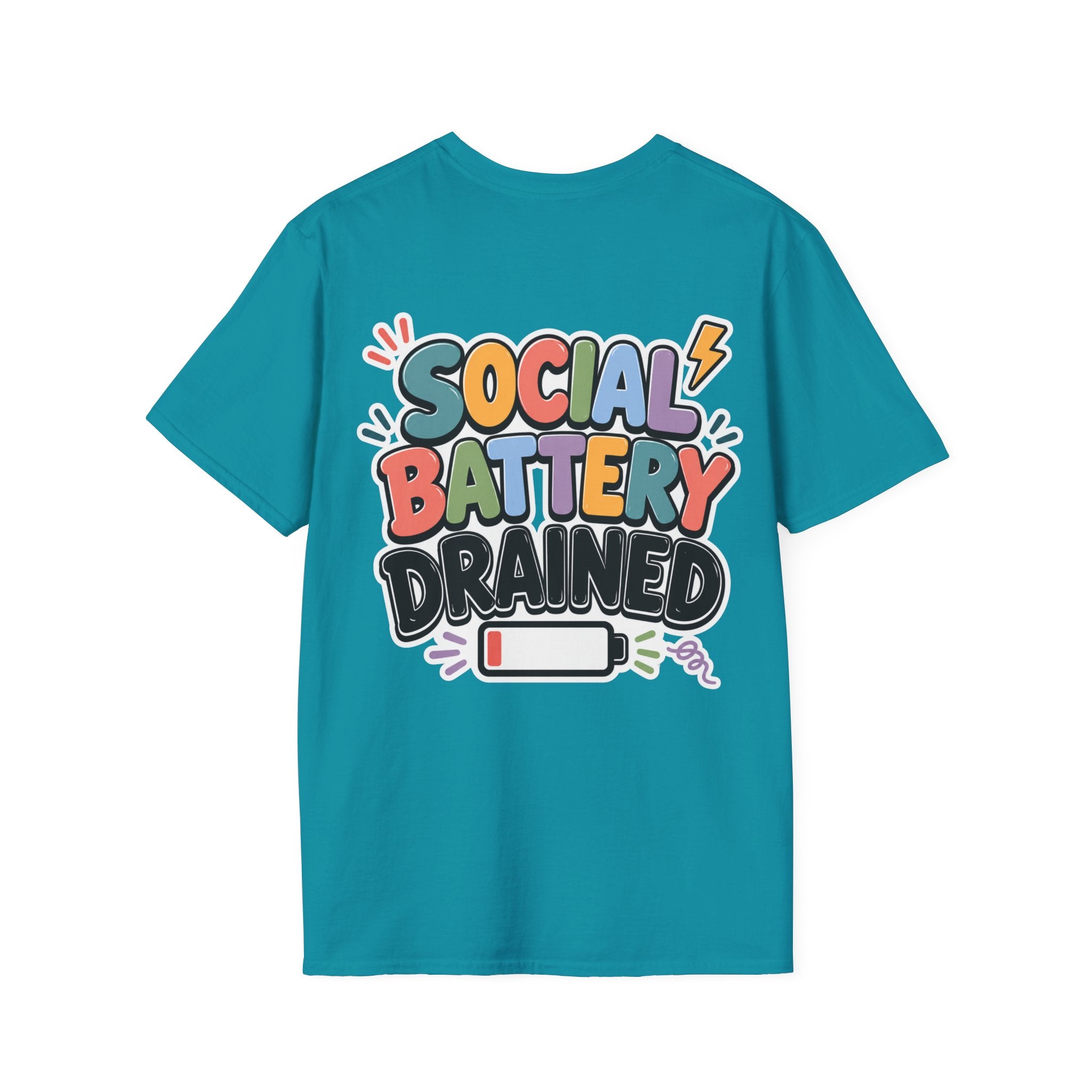 Social Battery Drained Shirt | Funny Introvert T-Shirt | Social Anxiety Graphic Tee | Mental Health Humor Shirt | Unisex Gift
