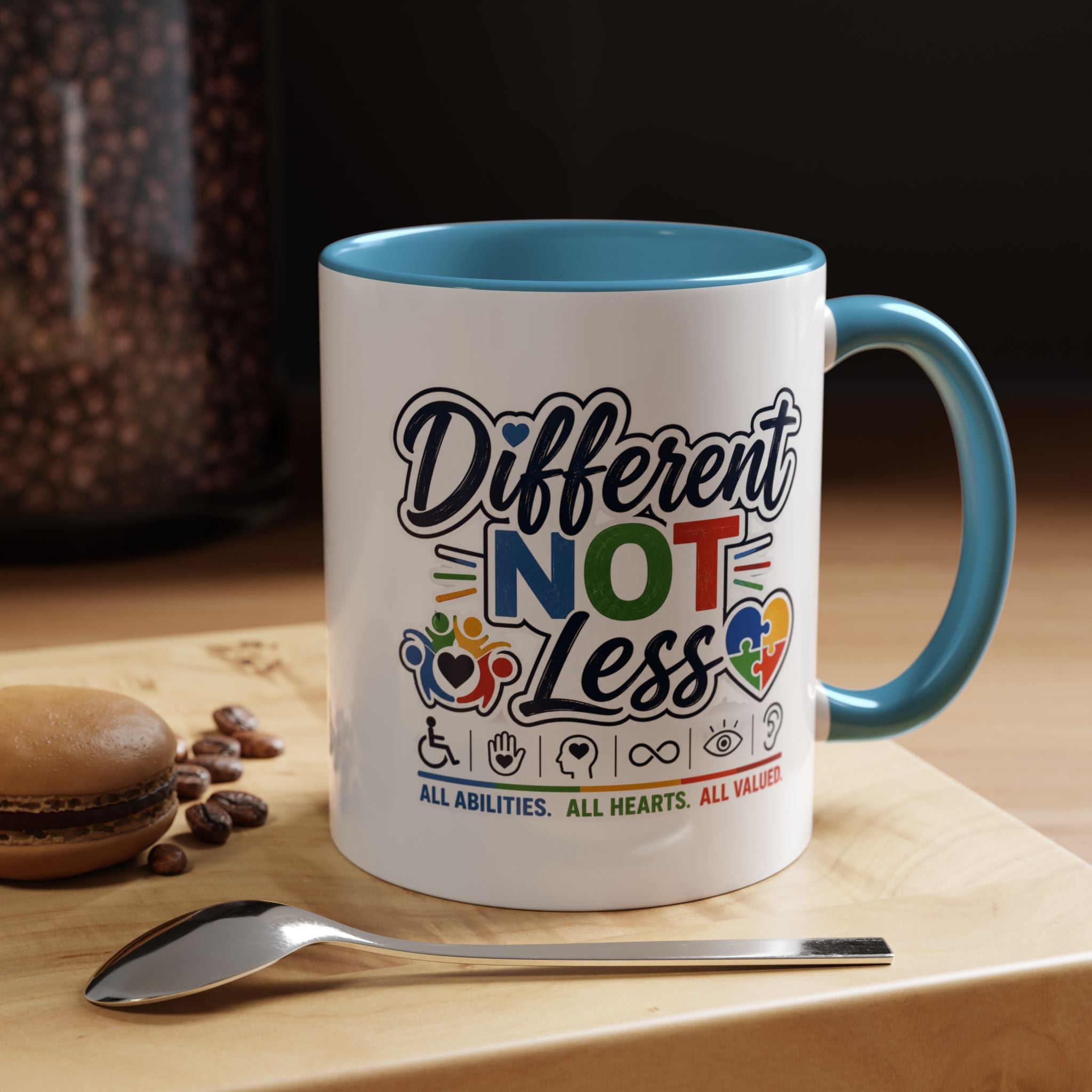 Different Not Less Accent Coffee Mug – Disability Pride Inspirational 11/15oz