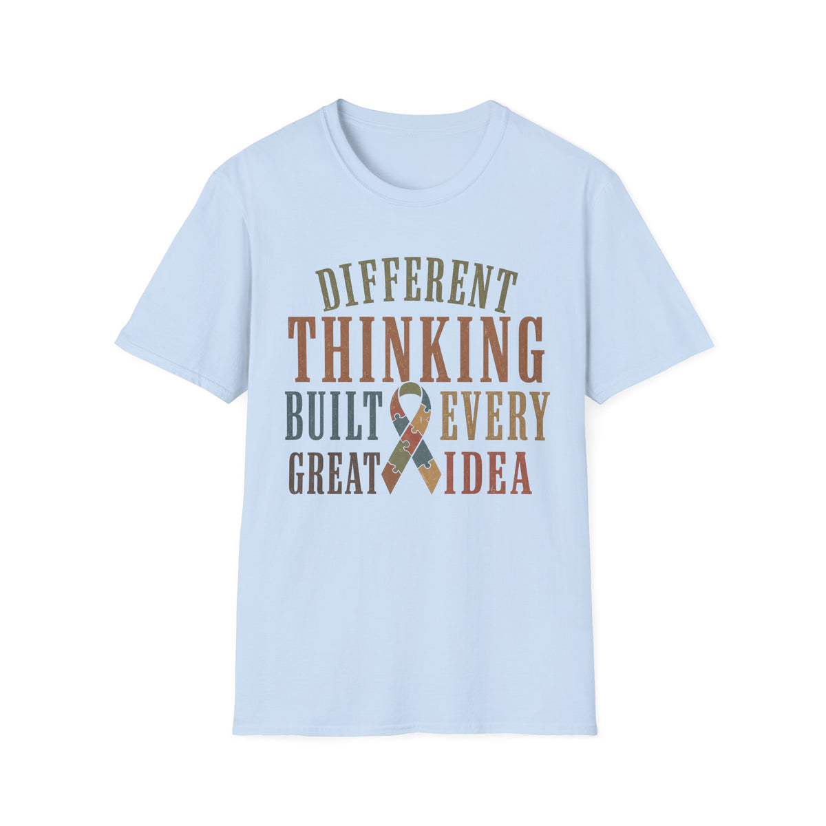 Different Thinking Built Every Great Idea T-Shirt | Autism Awareness Ribbon