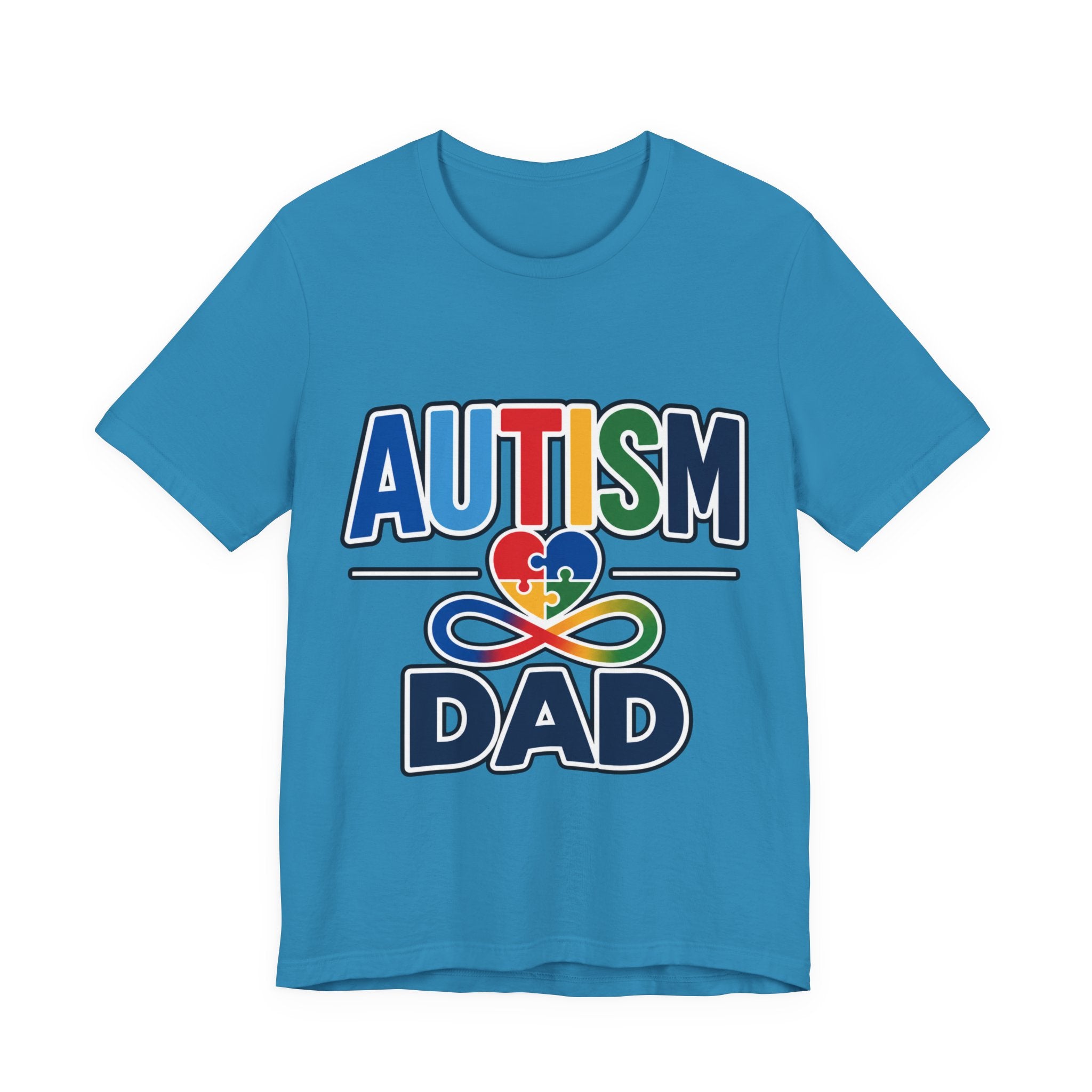 Autism Dad Shirt | Proud Autism Father T-Shirt | Colorful Puzzle Heart Infinity Design | Autism Awareness Gift for Dad | Autism Acceptance Tee