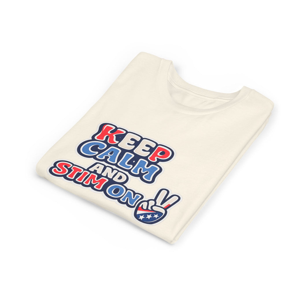 Keep Calm and Stim On Youth Shirt Autism Awareness T Shirt Peace Sign Tee Neurodivergent Kids Sensory Shirt Special Needs Gift