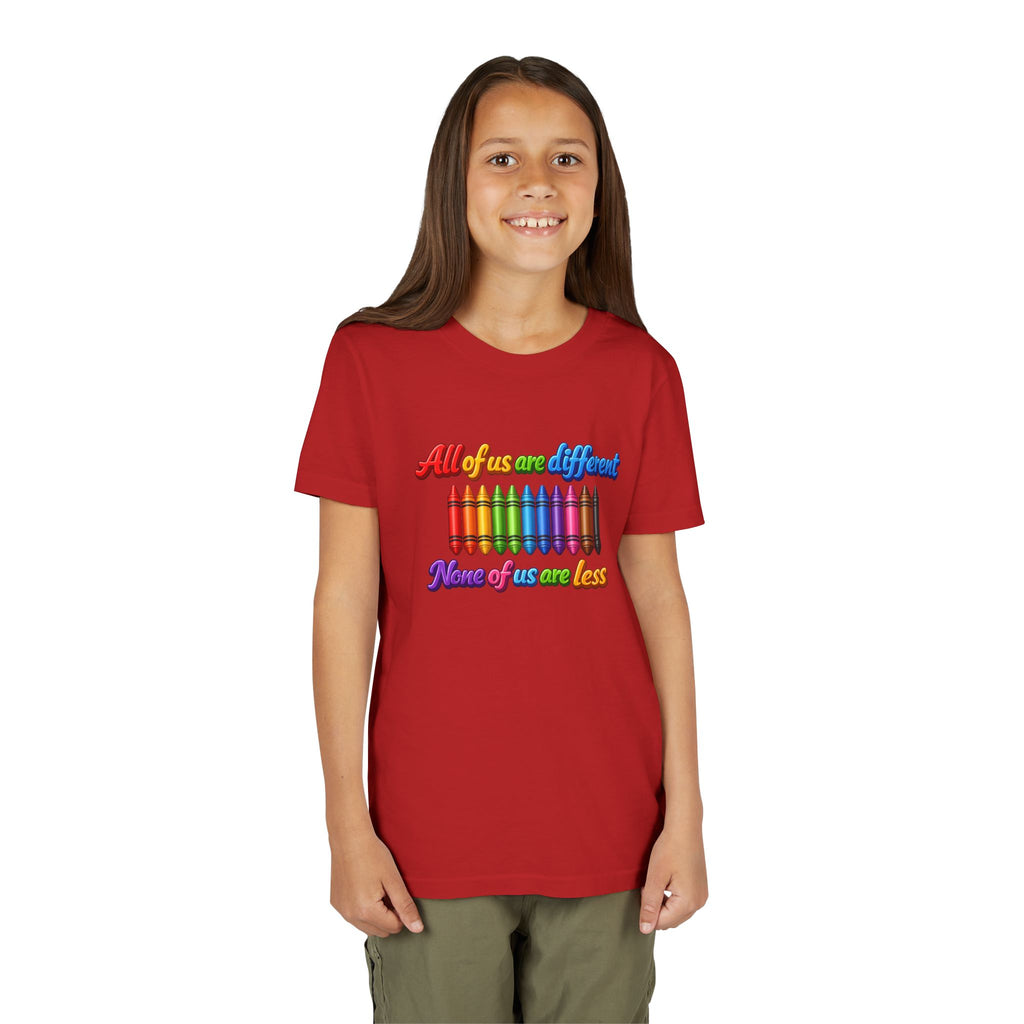 All Of Us Are Different None Of Us Are Less Youth Shirt Inclusion Kids Diversity Tee