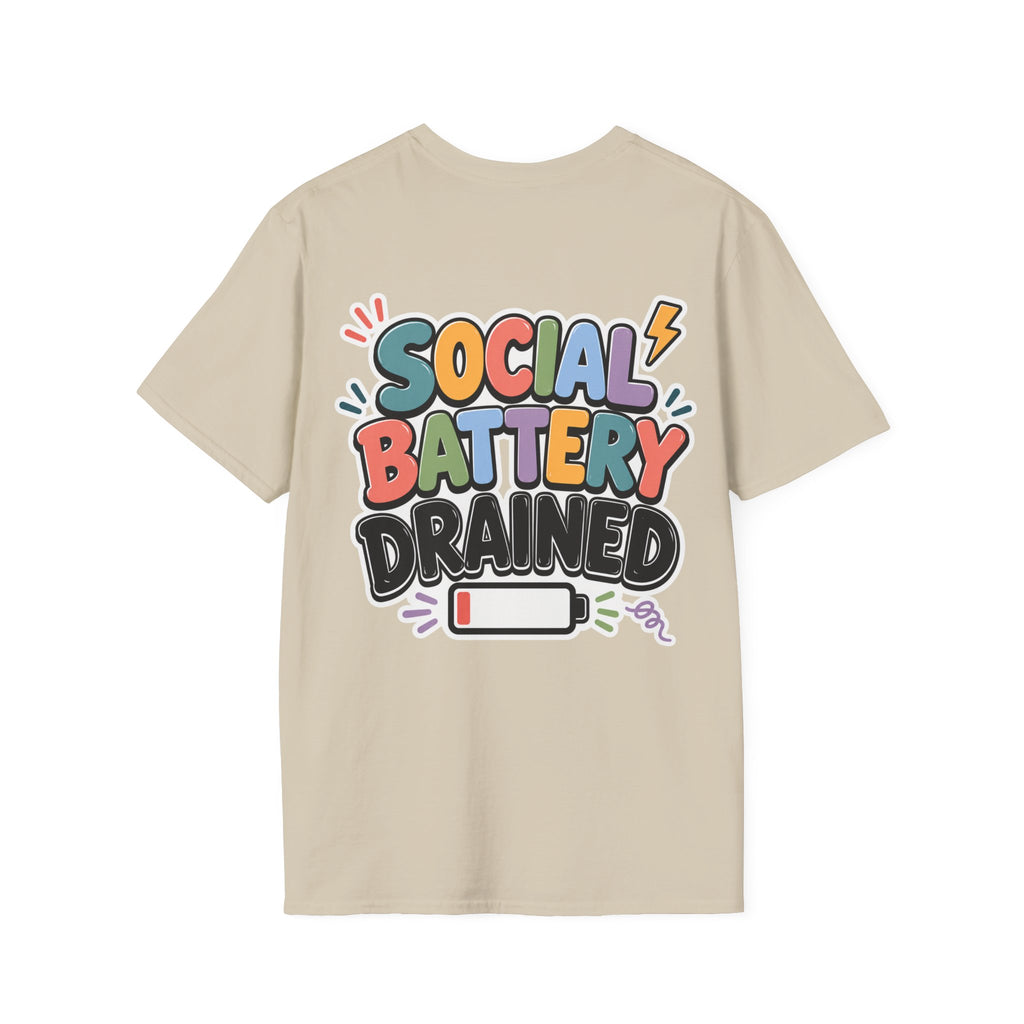 Social Battery Drained Shirt | Funny Introvert T-Shirt | Social Anxiety Graphic Tee | Mental Health Humor Shirt | Unisex Gift