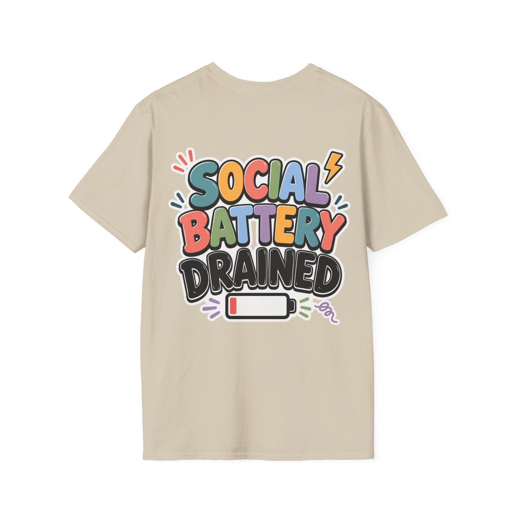 Social Battery Drained Shirt | Funny Introvert T-Shirt | Social Anxiety Graphic Tee | Mental Health Humor Shirt | Unisex Gift