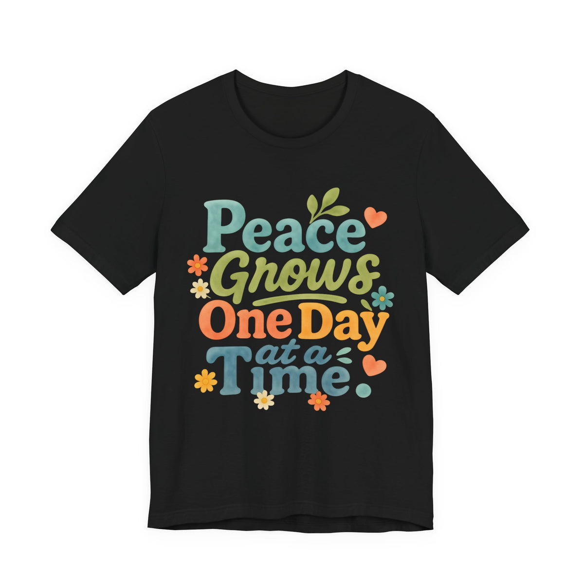 Peace Grows One Day at a Time Tee | Positive Quote Floral Typography