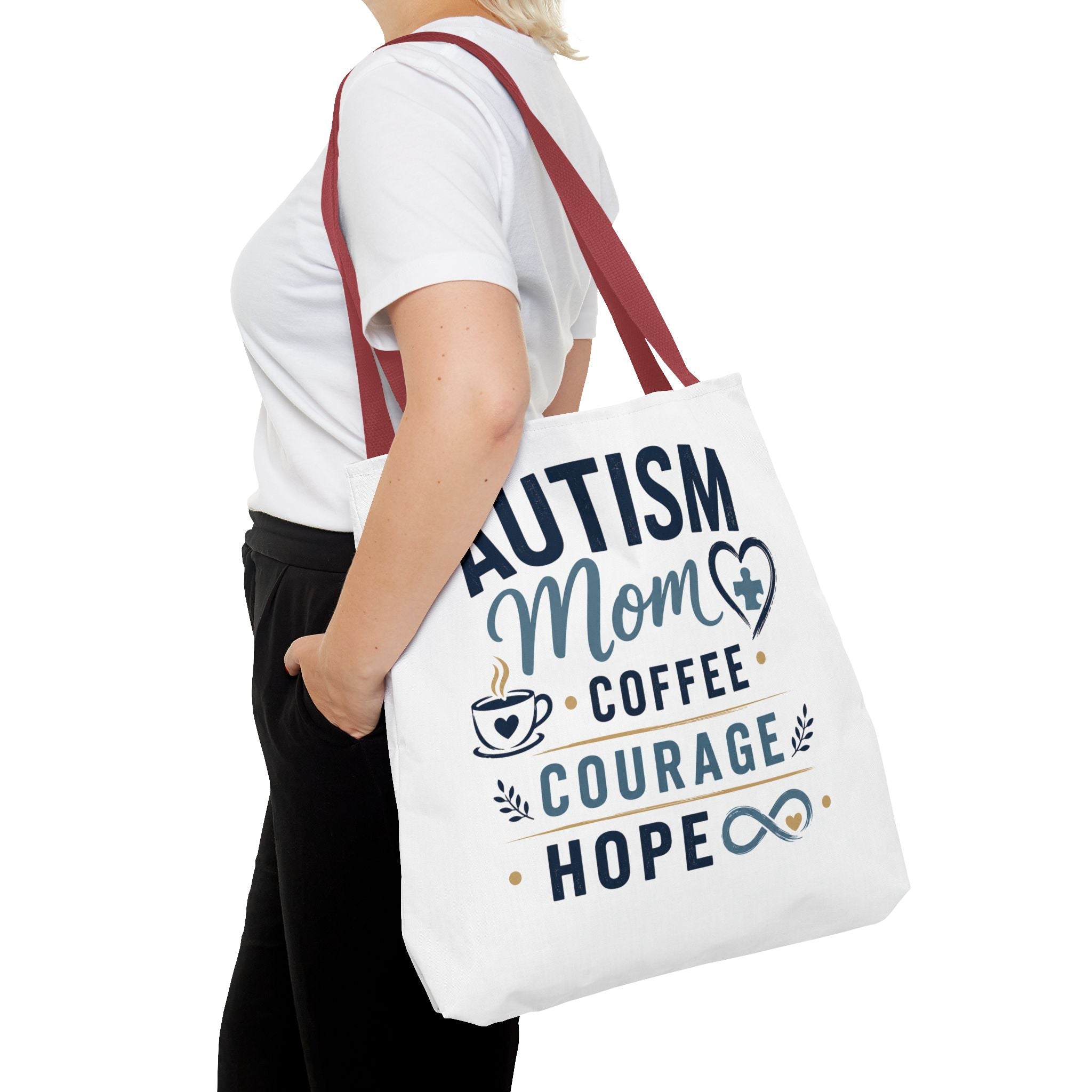 Autism Mom Coffee Courage Hope Tote Bag | Autism Acceptance Gift for Mom | Neurodiversity Canvas Tote | Special Needs Mom Bag