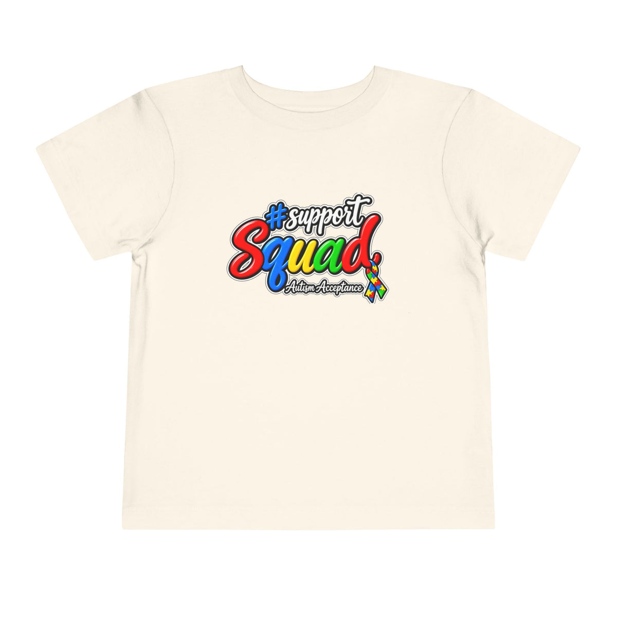 Support Squad Toddler Tee, Autism Awareness Puzzle Ribbon Shirt, Matching Family Toddler Autism Acceptance Gift
