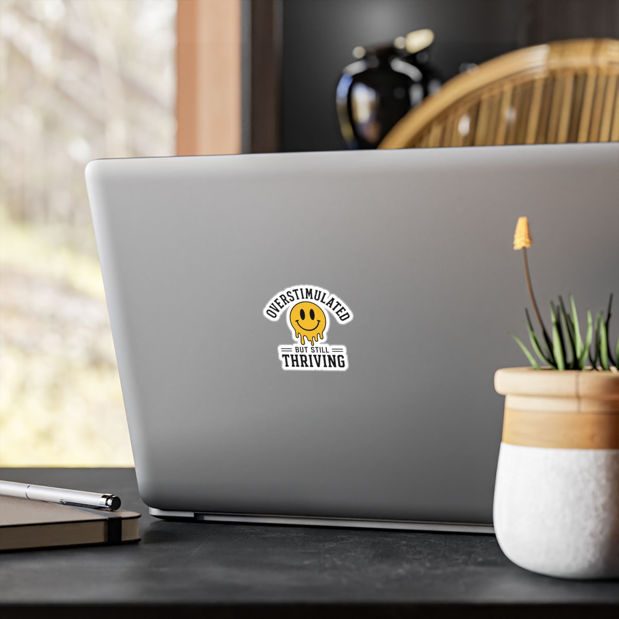 Overstimulated But Still Thriving Sticker Funny Mental Health Vinyl Decal Neurodivergent ADHD Anxiety Waterproof Laptop Water Bottle Sticker