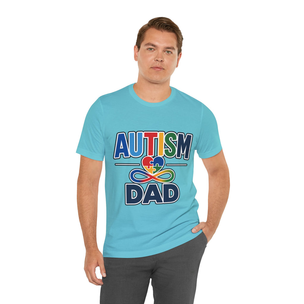 Autism Dad Shirt | Proud Autism Father T-Shirt | Colorful Puzzle Heart Infinity Design | Autism Awareness Gift for Dad | Autism Acceptance Tee