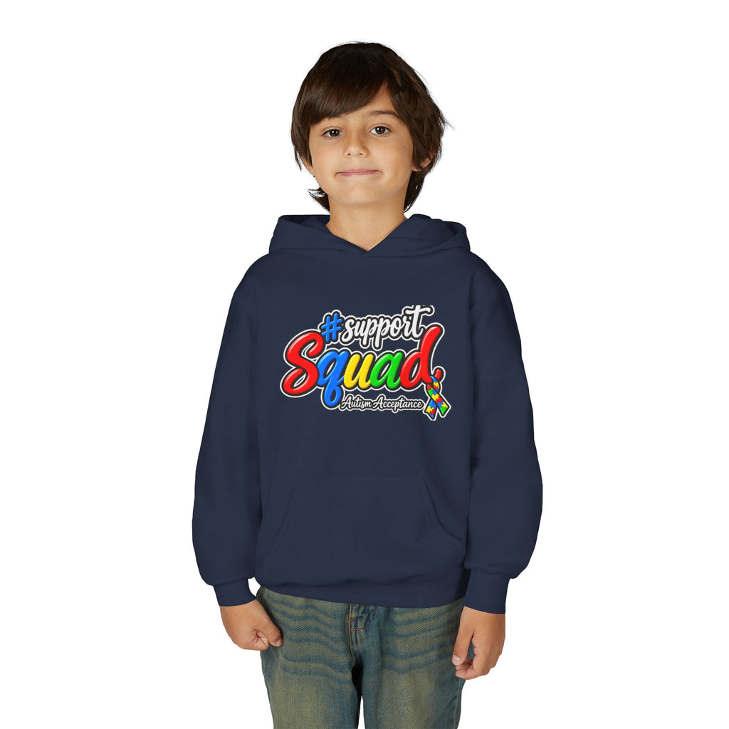 Support Squad Youth Hoodie, Autism Awareness Colorful Script Sweatshirt, Autism Acceptance Hoodie, Matching Family Squad Gift
