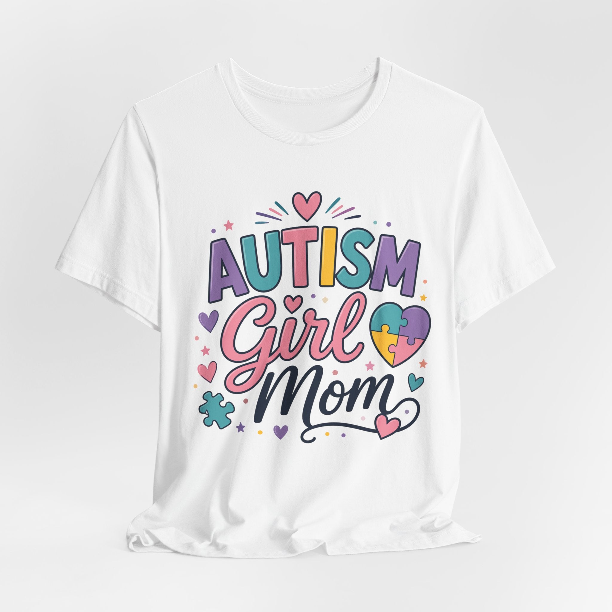 Autism Girl Mom T-Shirt | Puzzle Heart Mom Tee, Neurodiversity Support