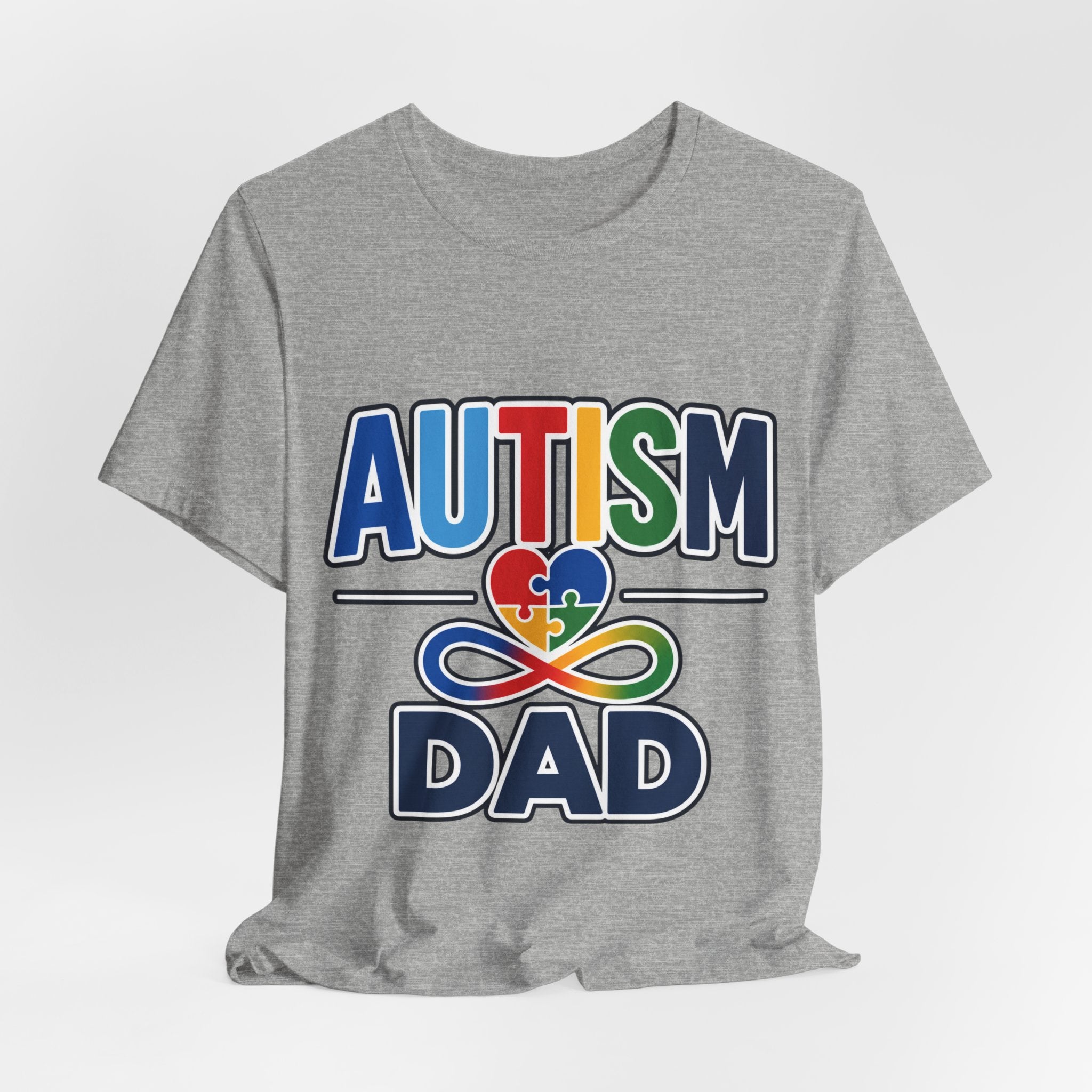 Autism Dad Shirt | Proud Autism Father T-Shirt | Colorful Puzzle Heart Infinity Design | Autism Awareness Gift for Dad | Autism Acceptance Tee