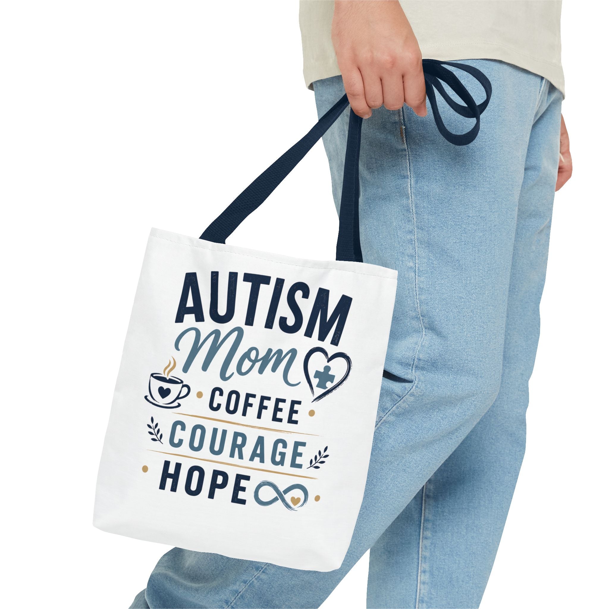 Autism Mom Coffee Courage Hope Tote Bag | Autism Acceptance Gift for Mom | Neurodiversity Canvas Tote | Special Needs Mom Bag