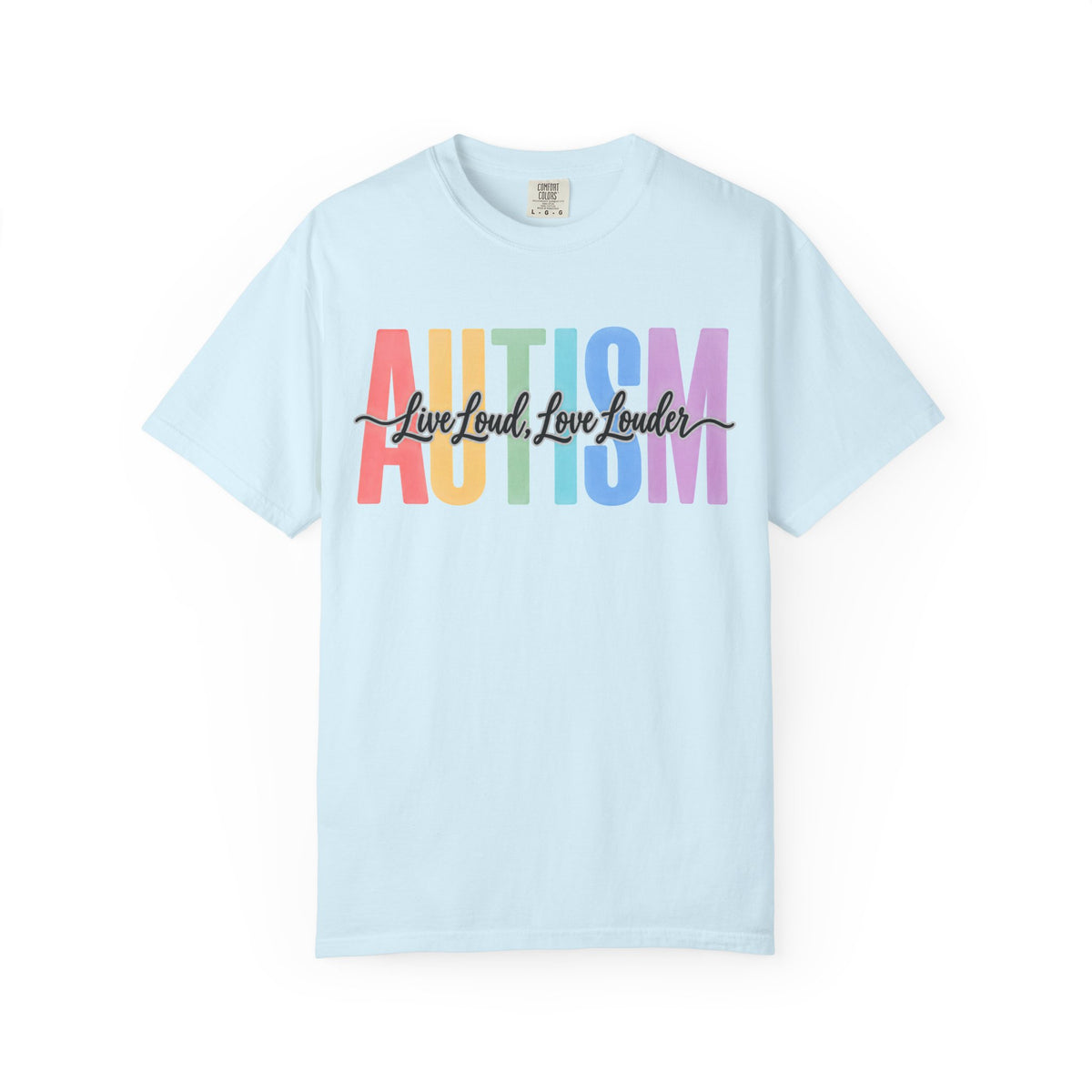 Autism Rainbow Block Text T-Shirt, Live Loud Live Louder Tee, Autism Awareness Colorful Shirt, Autism Acceptance Gift