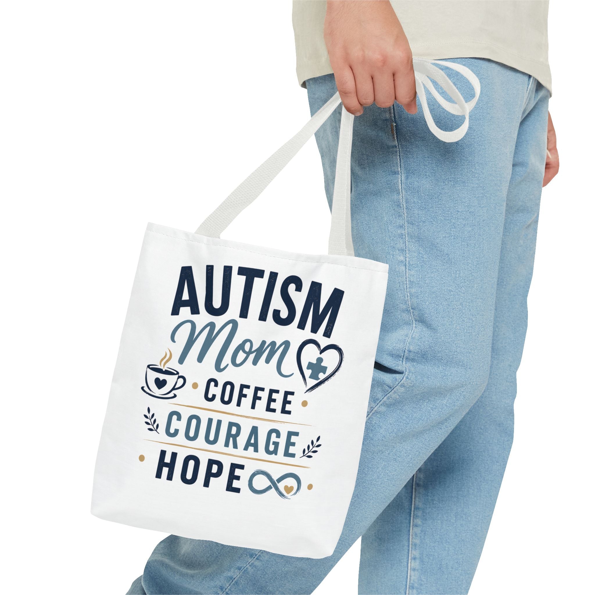 Autism Mom Coffee Courage Hope Tote Bag | Autism Acceptance Gift for Mom | Neurodiversity Canvas Tote | Special Needs Mom Bag
