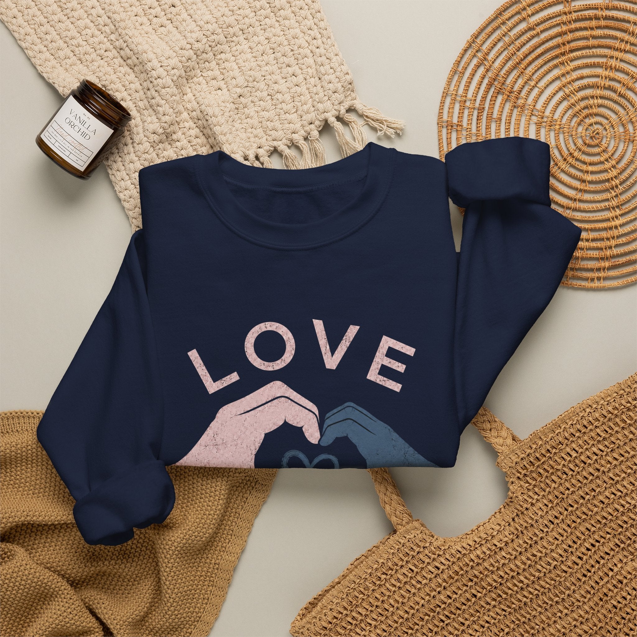 Autism Acceptance Sweatshirt | Love Makes Us Strong Crewneck | Heart Hands Sweatshirt | Neurodiversity Gift | Inclusion Apparel