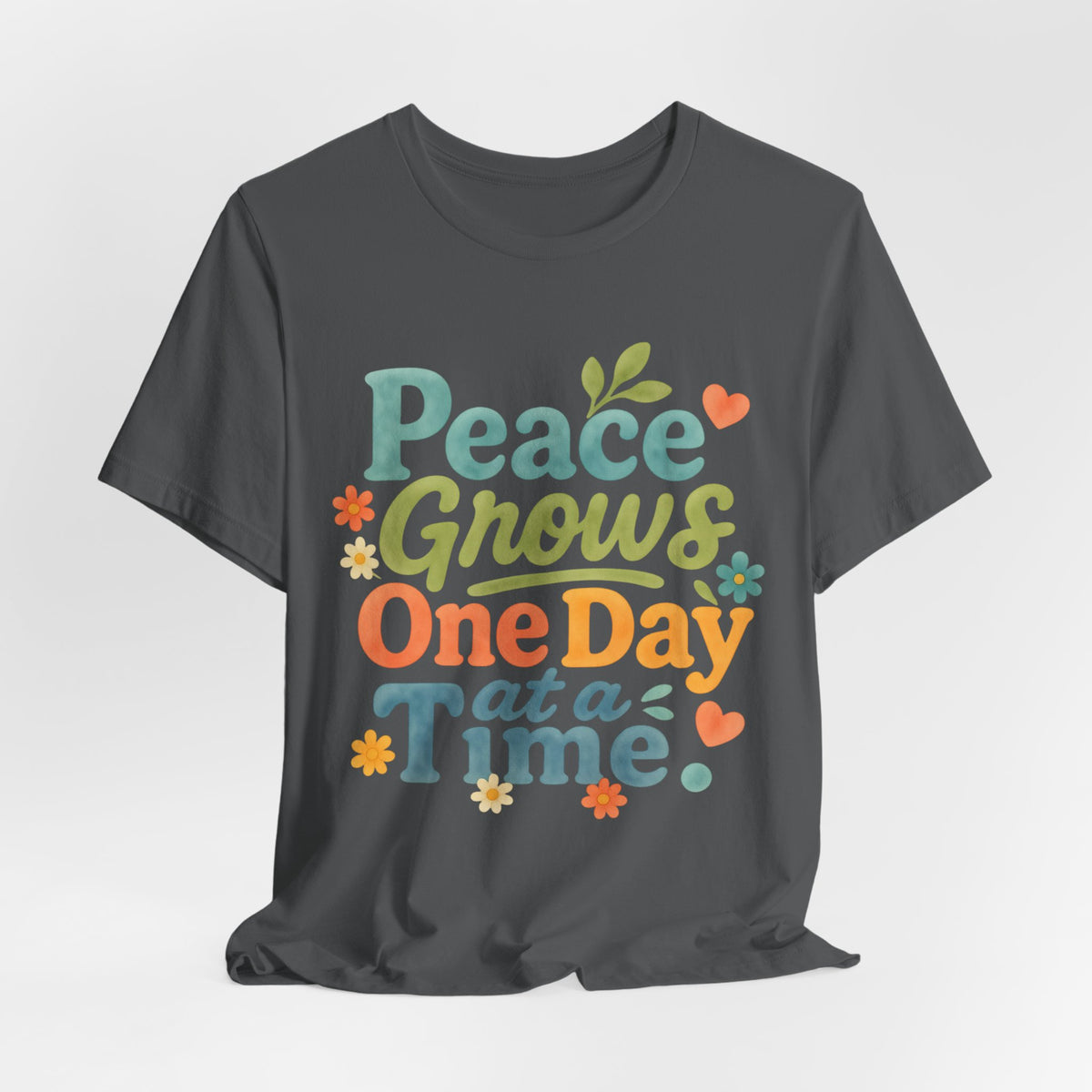 Peace Grows One Day at a Time Tee | Positive Quote Floral Typography