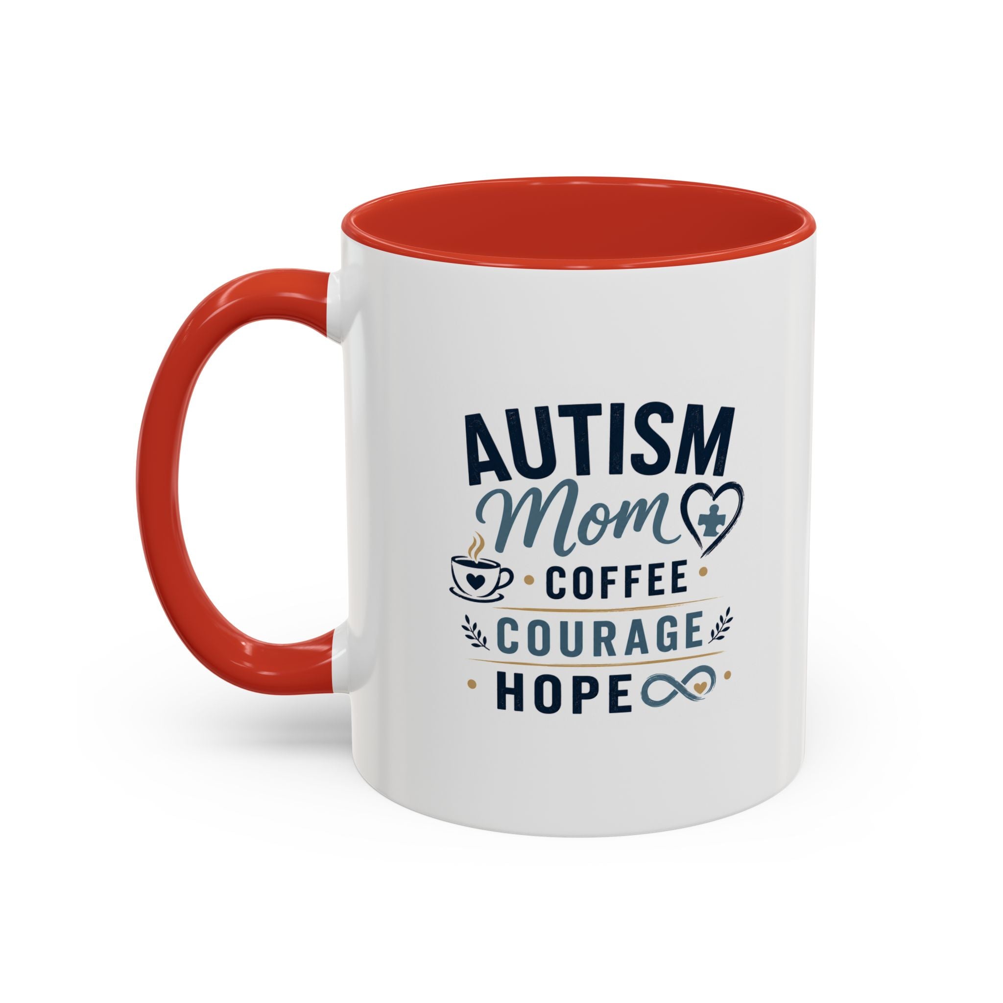 Autism Mom Coffee Mug | Accent Ceramic Mug 11oz  15oz | Puzzle Heart Infinity Design | Autism Awareness  Acceptance Gift | Special Needs