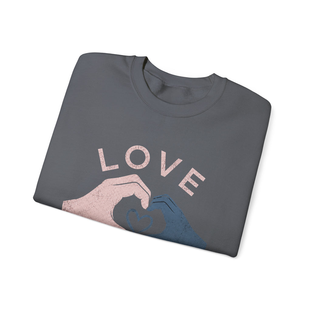 Autism Acceptance Sweatshirt | Love Makes Us Strong Crewneck | Heart Hands Sweatshirt | Neurodiversity Gift | Inclusion Apparel