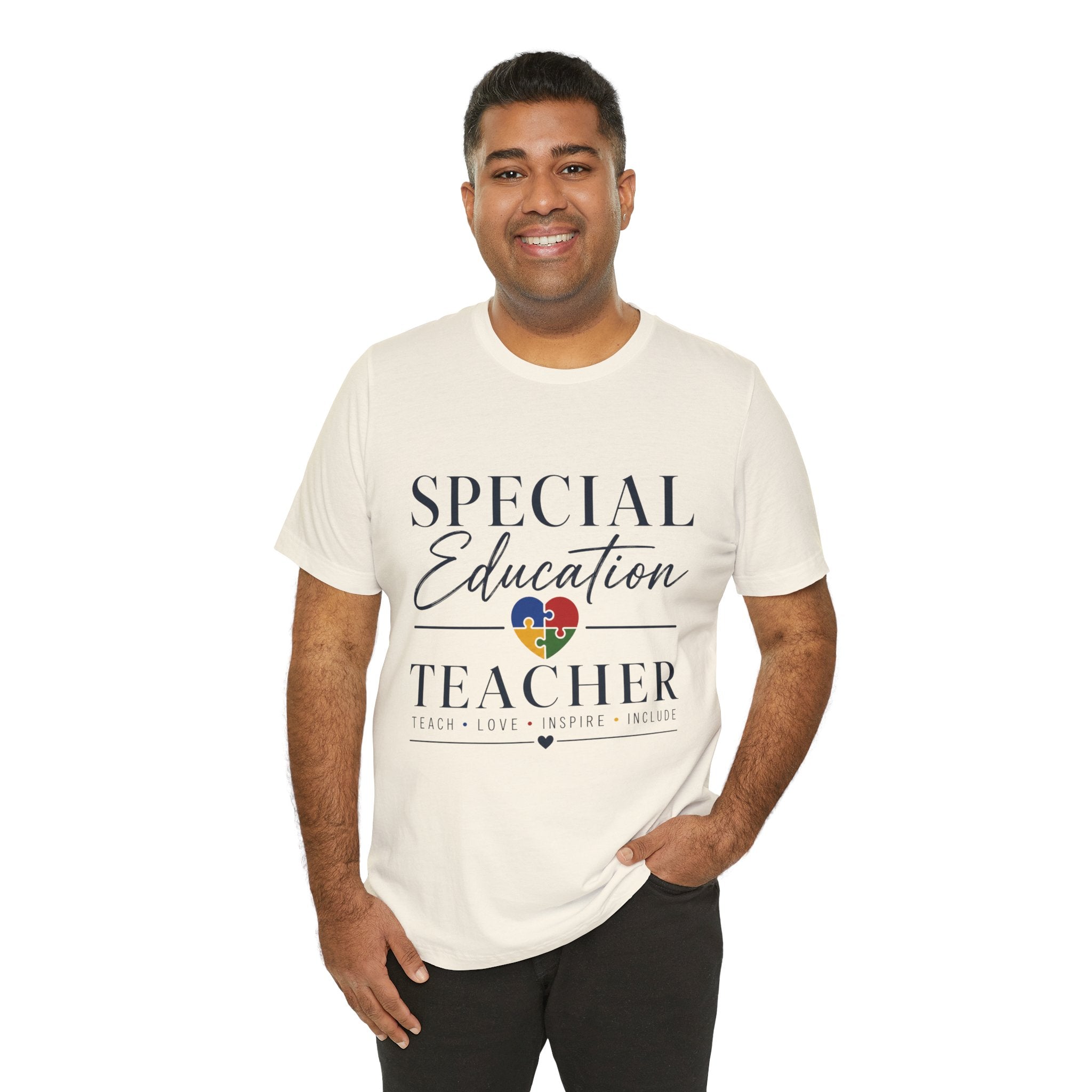 Special Education Teacher Shirt | Teach Love Inspire T-Shirt | Puzzle Heart Graphic Tee | Autism Acceptance Gift | Inclusive Teacher