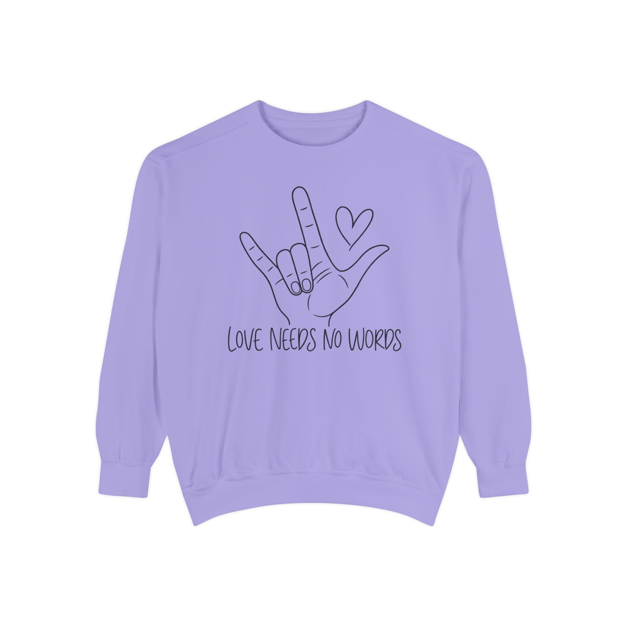 ASL Love Hand Sign Sweatshirt, Love Needs No Words Minimalist Line Art Hoodie, Autism Acceptance Sign Language Shirt, Nonverbal Gift