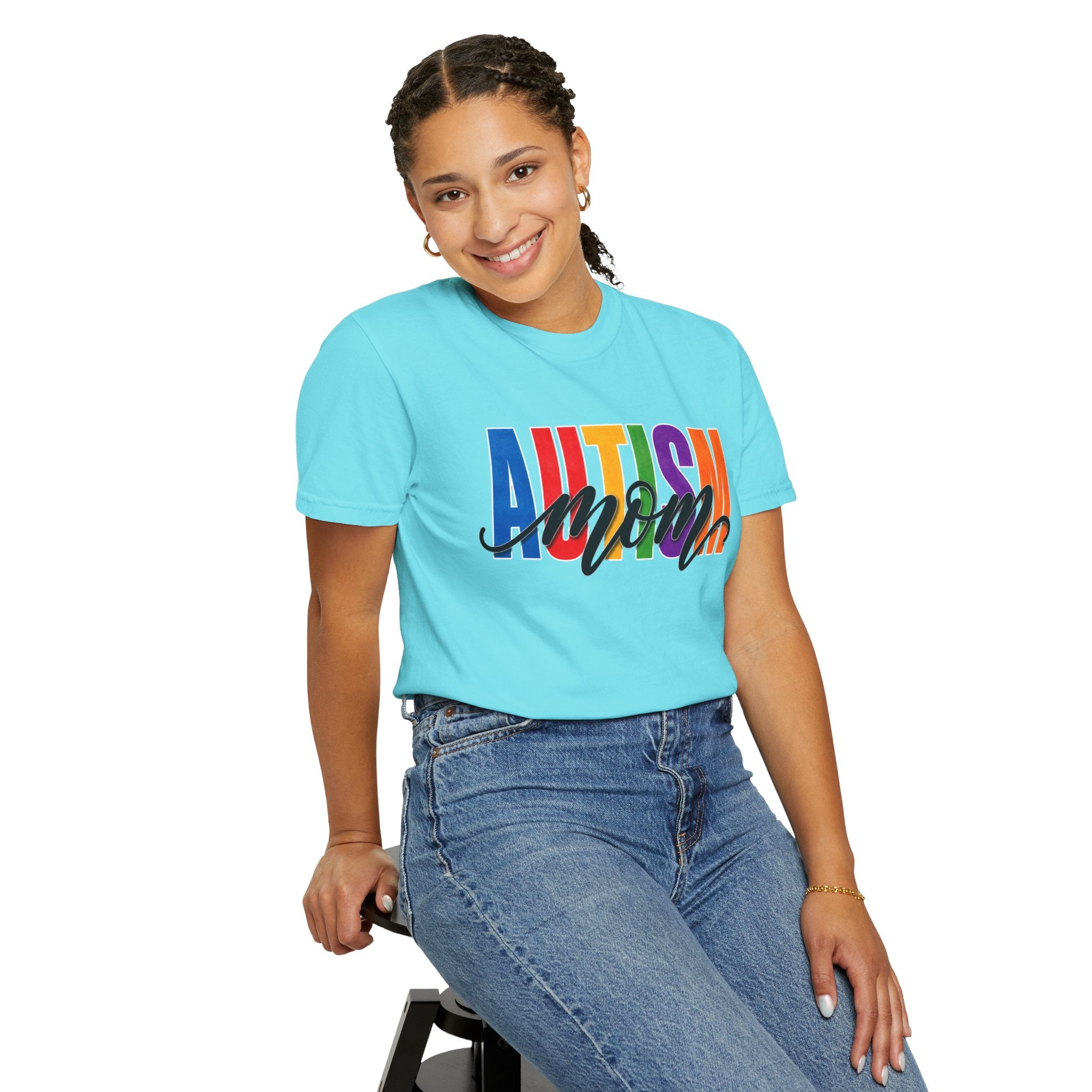 Autism Mom Shirt Autism Mom T Shirt Rainbow Block Letter Tee Script Mom Graphic Autism Awareness Autism Acceptance Gift for Mom